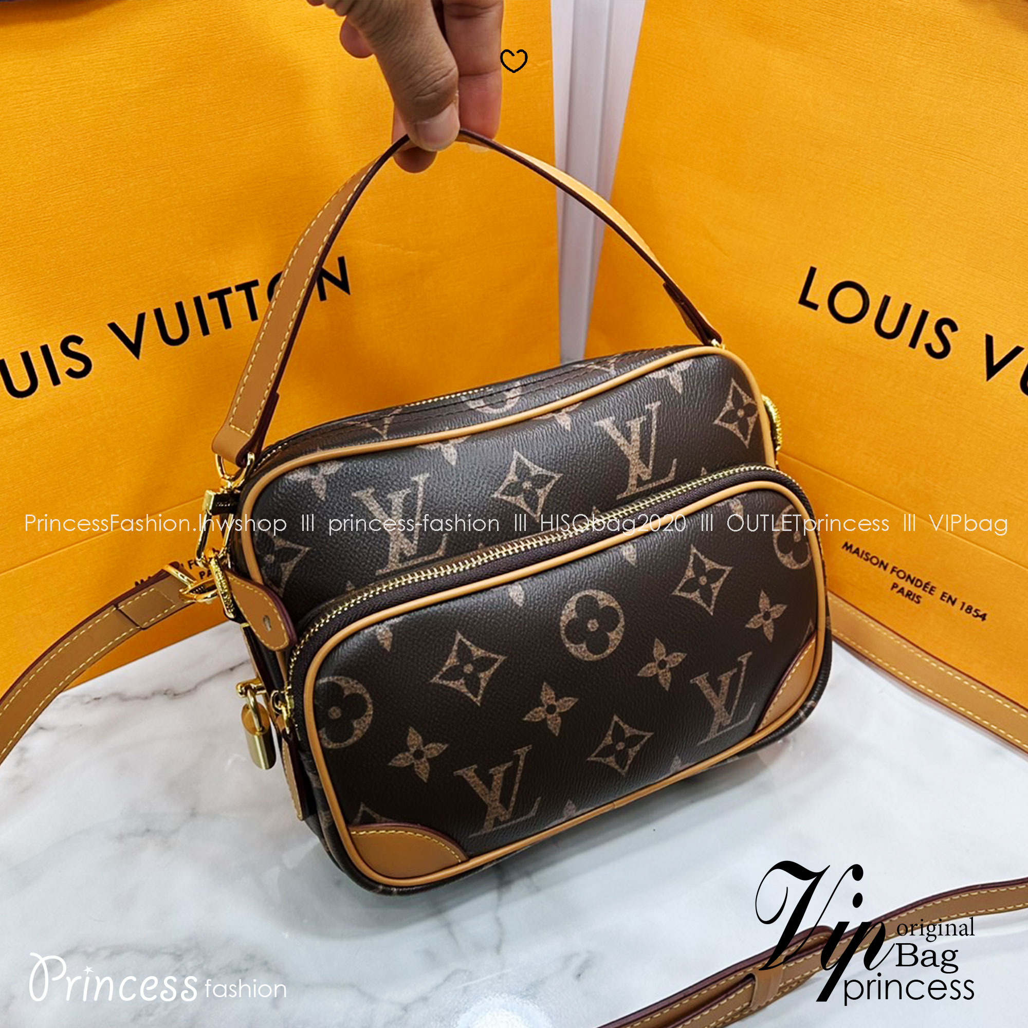 LV Nil bag Monogram Canvas กระเป๋าสะพายทรงแมสเซ็นเจอร์สไตล์วินเทจ ครอสบอดี้รุ่น Nil หรูหรา พิมพ์ลาย โมโนแกรมพาตินา VVT ช่วยขับเน้นลุควินเทจให้โดดเด่น
