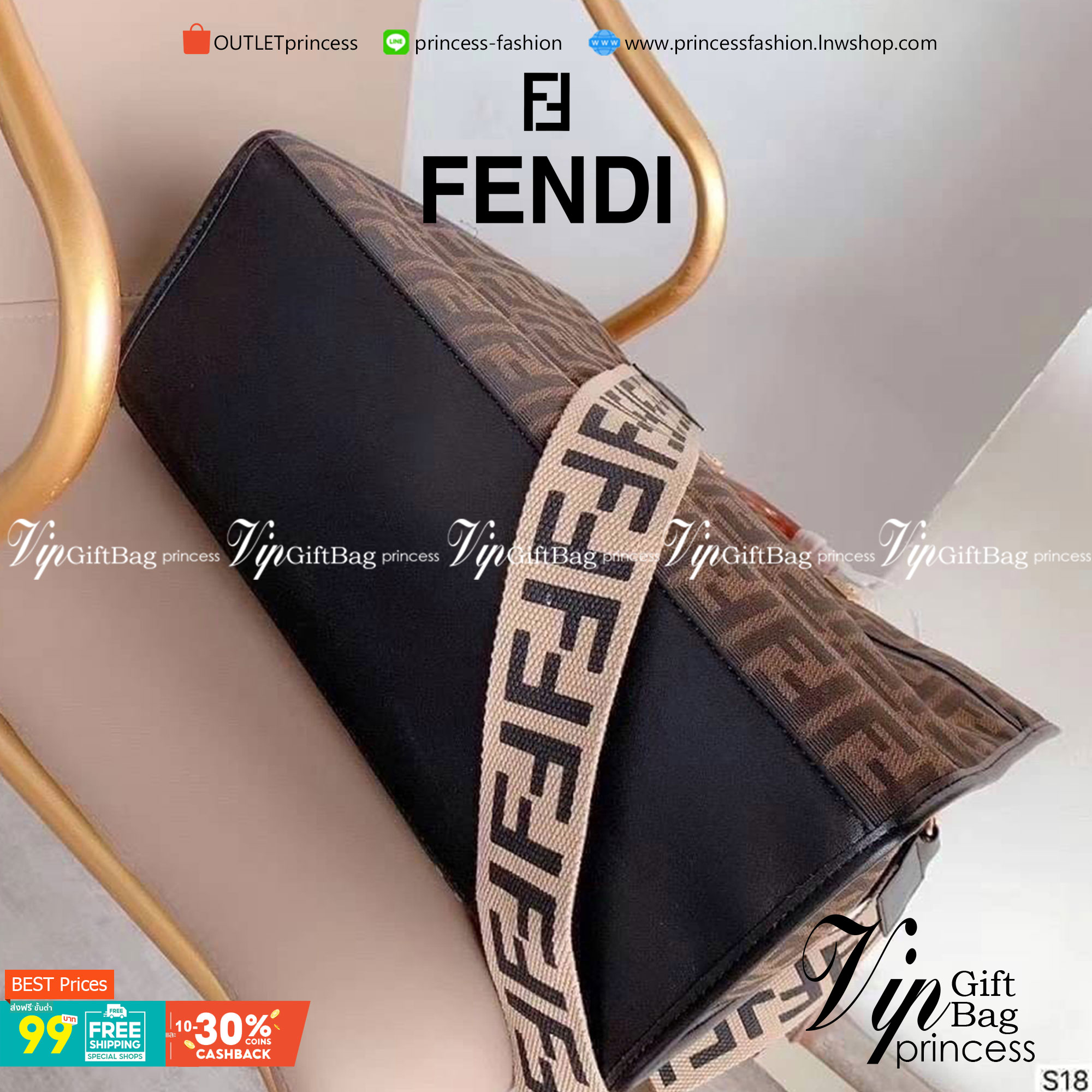 VIP 】FENDI MONOGRAM SHOPPING BAG สวยมงลงมากค่ะ กระเป๋าสะพายข้างได้ ถือได้ ใบใหญ่ลายโมโนแกรม FF สวยมากทรงนี้ใช้เป็น everyday bag ได้ จุใจใส่ของได้เยอะ ตัวกระเป๋าผลิตจากผ้าทออย่างดี อยู่ทรงสวยสายยาวเป็นสายผ้า ตรงหูด้านบนเป็นพลาสติกแข็งทนทาน น้ำหนักเบา ภายใน