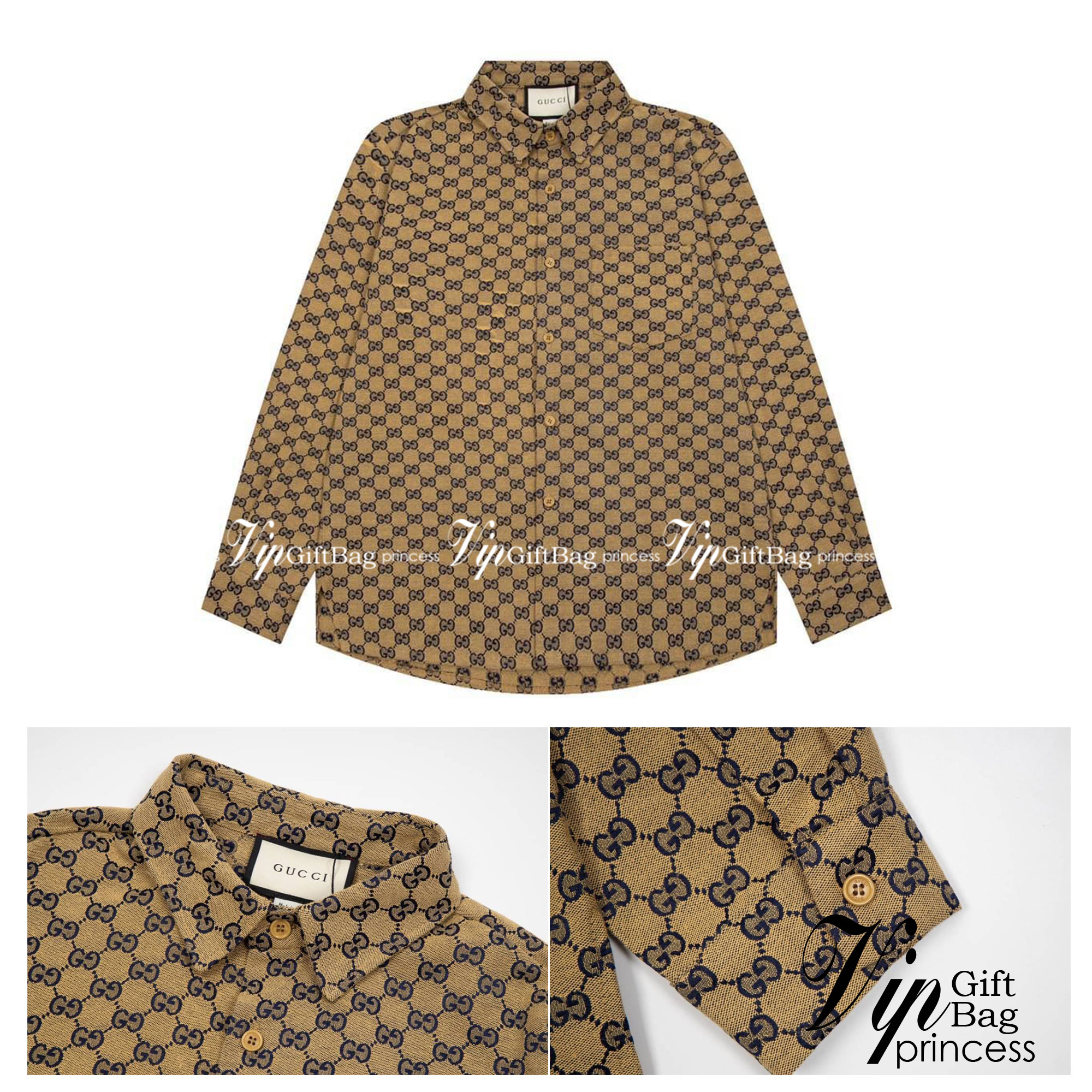 GUCCI Monogram Shirt / Gucci shirt เกรดออริจินอล มีป้ายแท็กที่คอเสื้อ ใส่ได้ทั้งผู้หญิงผู้ชาย พร้อมส่งที่ไทย ภาพสินค้าถ่ายจากงานขายจริง ใช้งานต่างประเทศได้