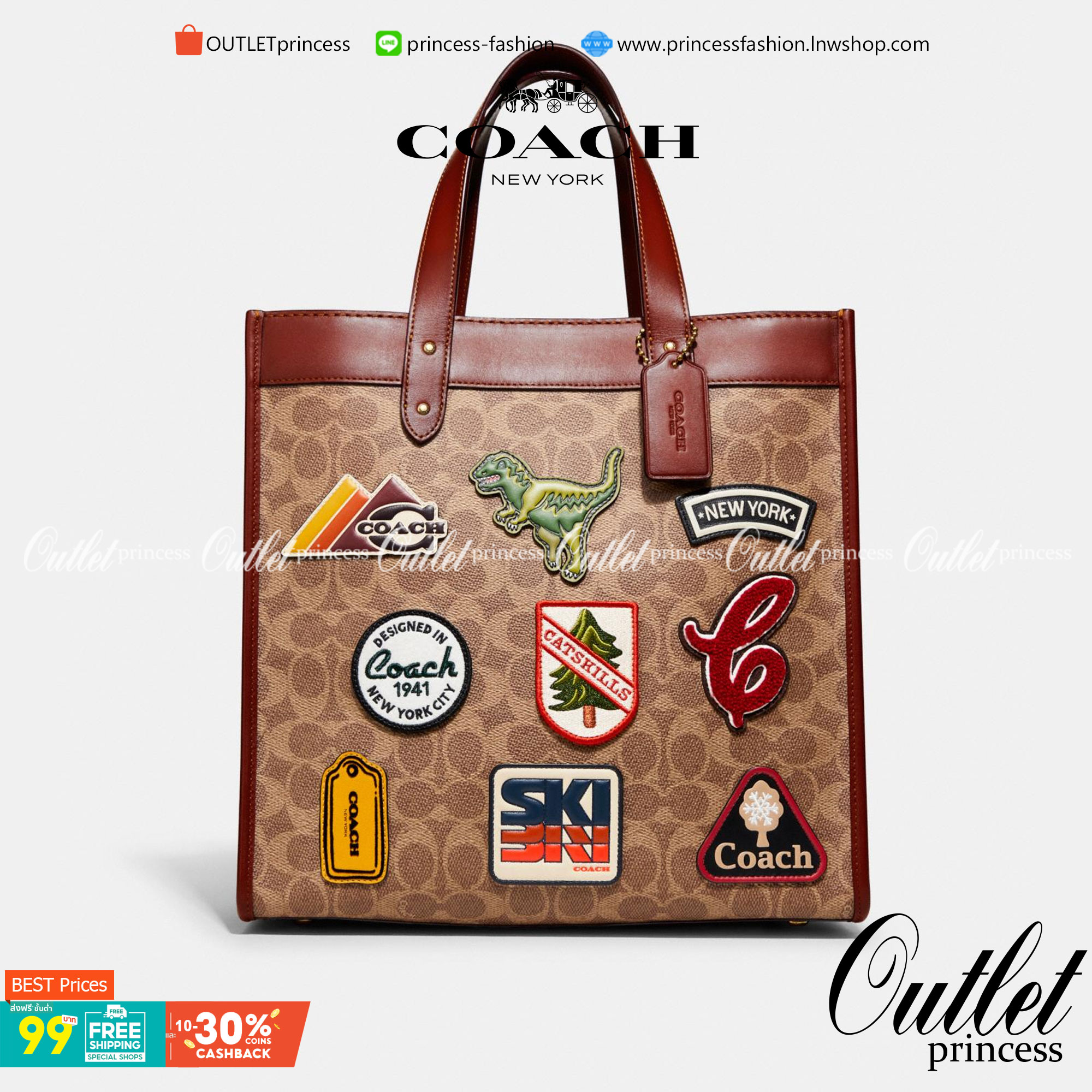 COACH C6846 FIELD TOTE IN SIGNATURE CANVAS WITH PATCHES คอลเลคชั่นใหม่สุดปัง!! สกีเรทโทร ดีไซน์วินเทจ ต้อนรับฮอลิเดย์นี้กันแบบที่สุด กระเป๋าทรงโท้ท ไซส์ใหญ่จุคุ้ม ฟังก์ชั่นการใช้งานสะดวกที่สุด มีทั้งสายคล้องแขนในตัว และสายครอสบอดี้ โดดเด่นด้วยแพทช์ลวดลายค