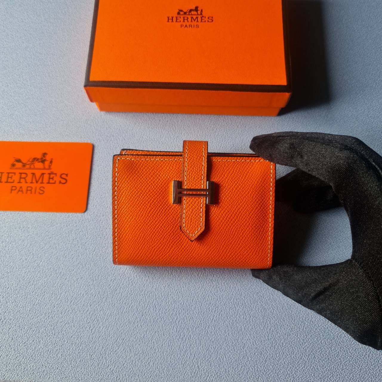 VIP หนังแท้ 】HERMES MINI BEARN WALLET UNISEX