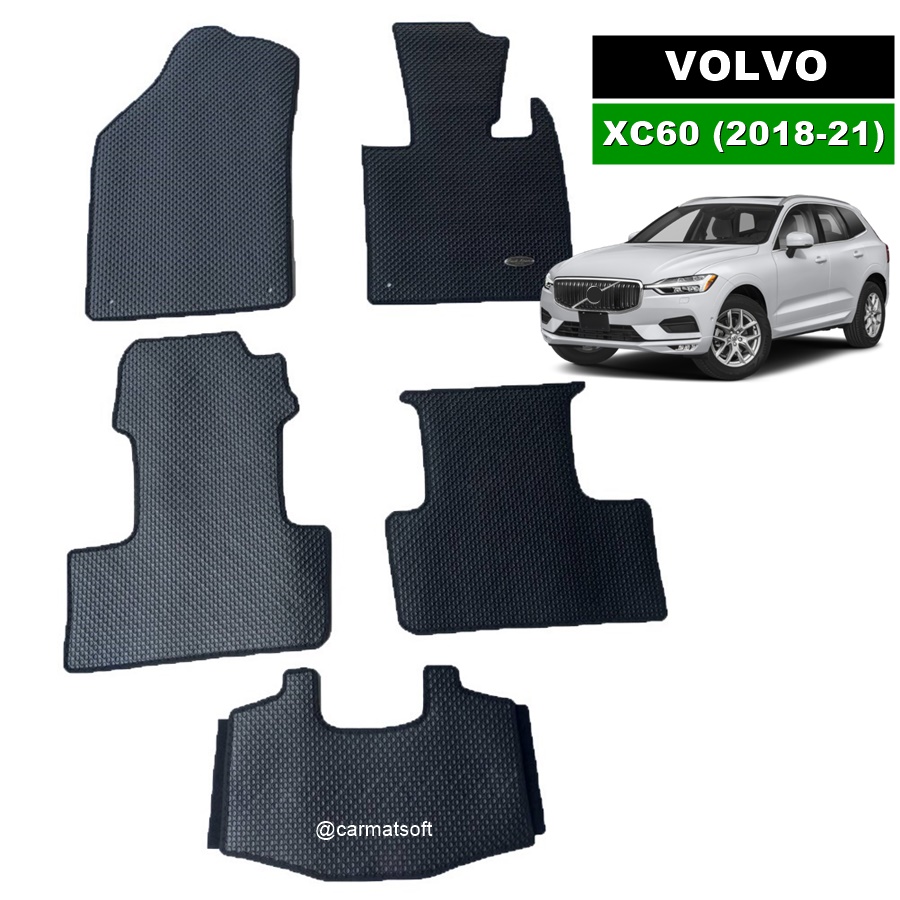 พรมกระดุมเม็ดเล็ก VOLVO XC60 ปี2018-21 ยางปูพื้นรถยนต์ สีดำ เข้ารูป ตรงรุ่นรถ 5ชิ้น
