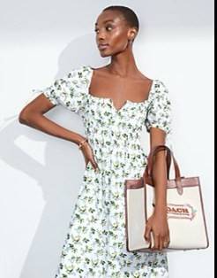 COACH Garden Embroidery women's square tote bag LIMITED EDITION COACH X HBC COLLECTION