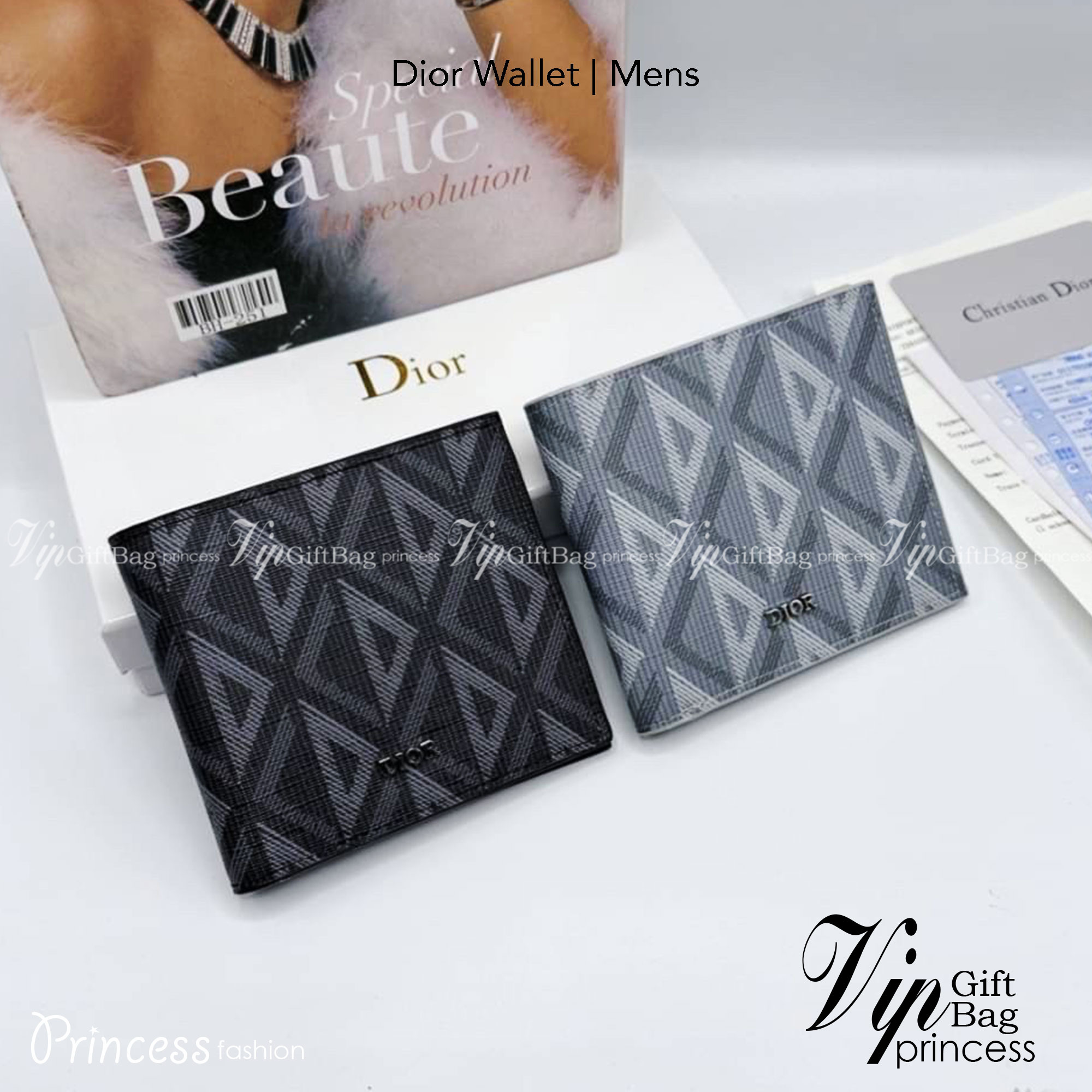 DIOR Vertical Long Wallet / CD Diamond Wallet Canvas กระเป๋าสตางค์ผู้ชาย พร้อมส่งที่ไทย ภาพสินค้าถ่ายจากงานขายจริง ใช้งานต่างประเทศได้