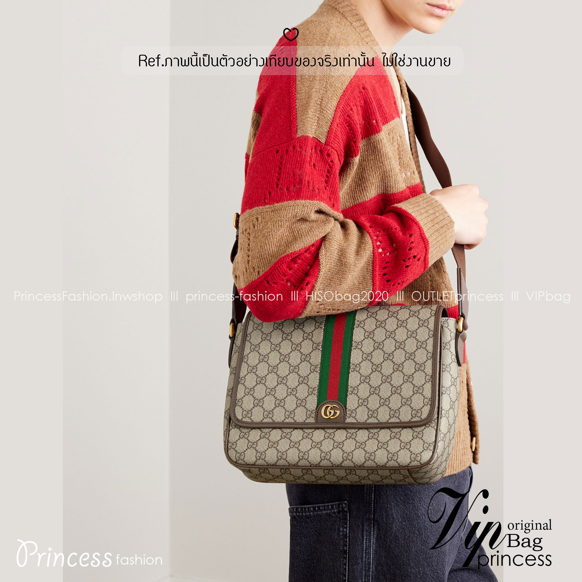 Gucci Ophidia medium messenger bag กระเป๋าทรงแมสเซนเจอร์ใบใหญ่กำลังพอดี ไอเท็มที่หนุ่มๆต้องไม่พลาด โดดเด่นด้วยลวดลายคลาสสิค คาดหน้าเขียวแดงสวยเป็นเอกลักษณ์