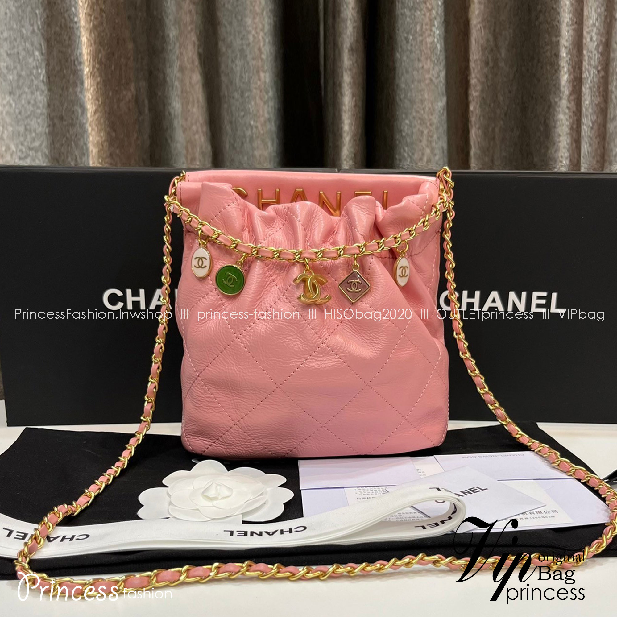 CHANEL 23p mini 22bag / Chanel 23P mini bucket bag / Chanel ss22 shopping tote กระเป๋าสะพายไซส์มินิ เกรดออริ 1:1 ใช้งานต่างประเทศได้