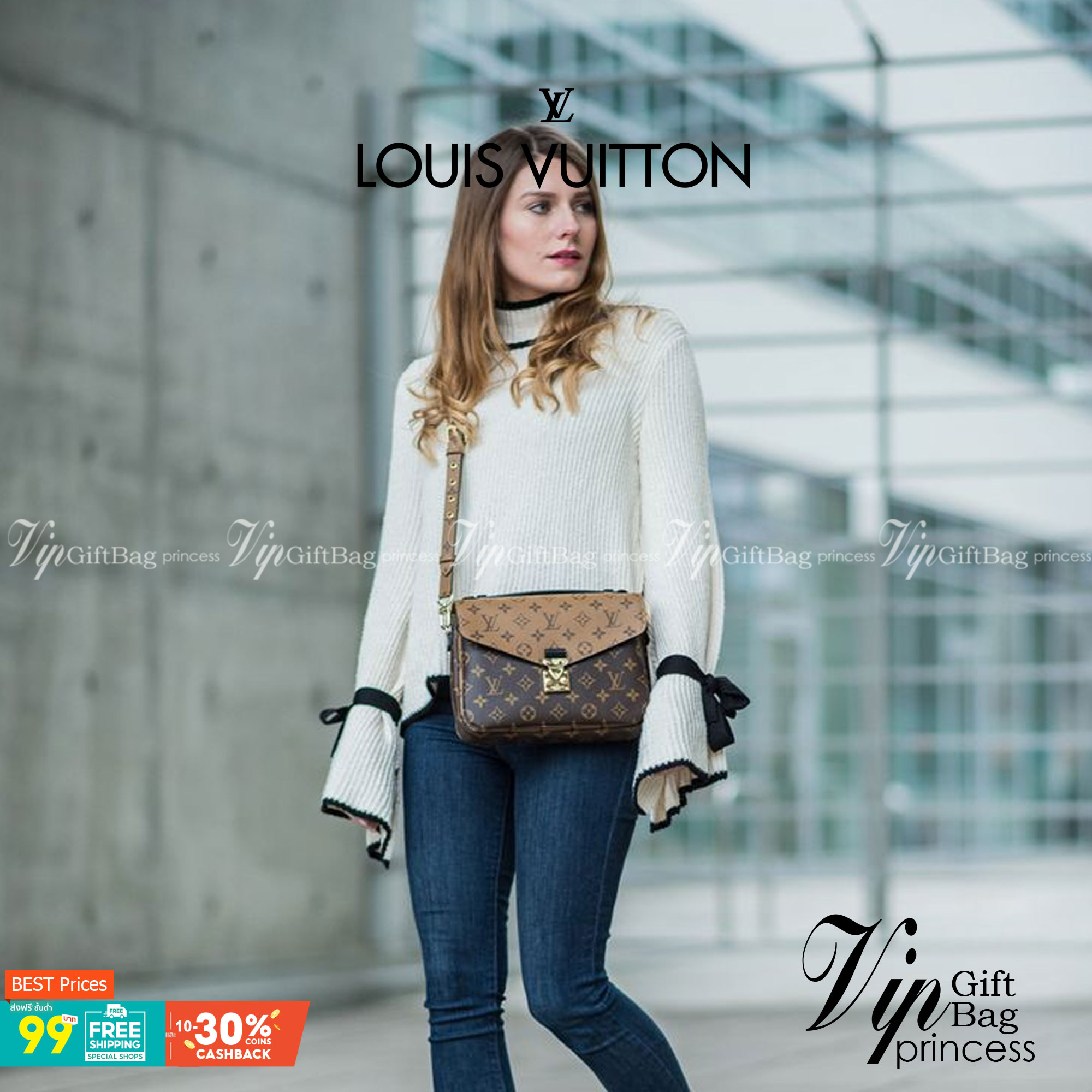 หนังแท้ LOUIS VUITTON POCHETTE MÉTIS พร้อมส่งที่ไทย 2Colors MONOGRAM REVERSE