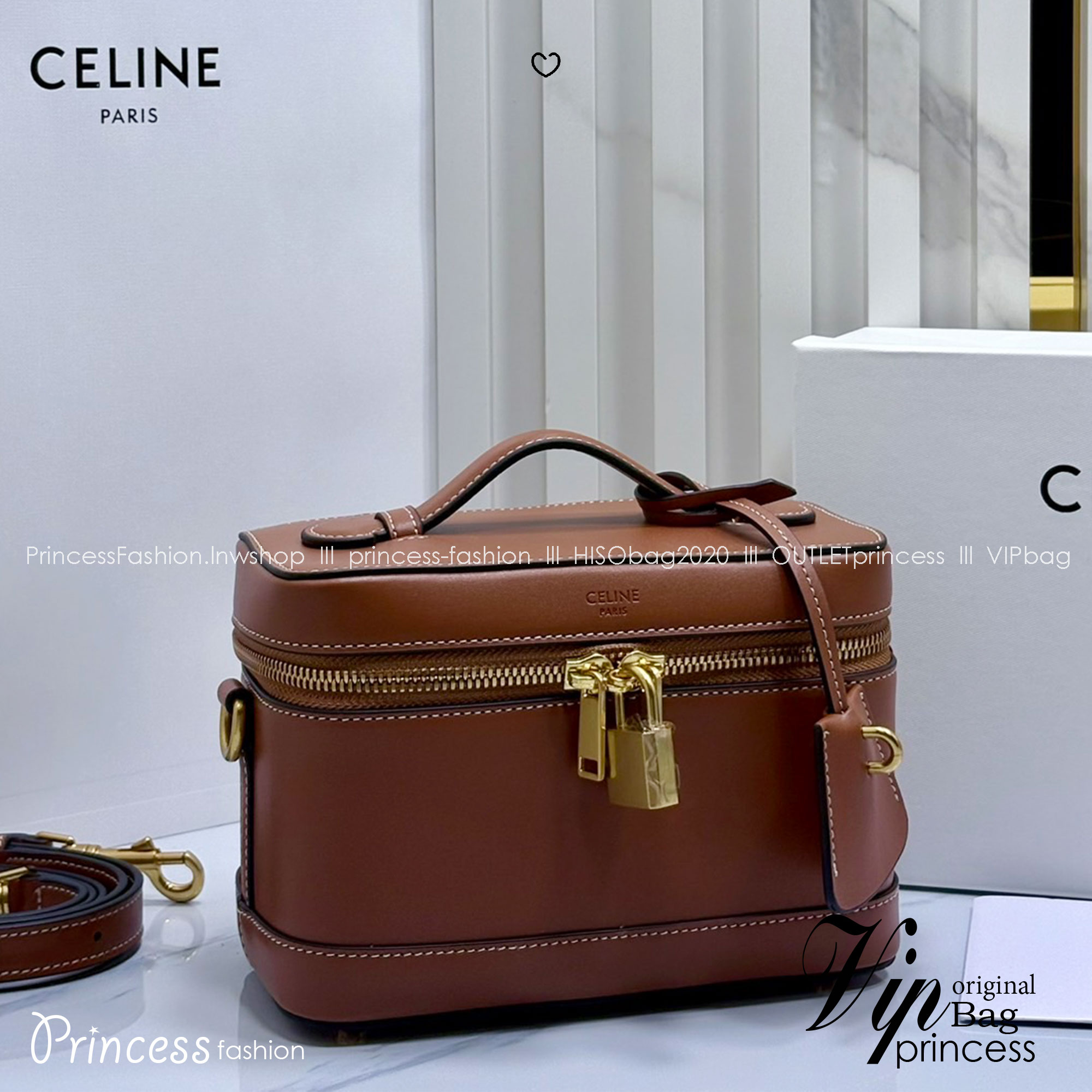 ORI หนังแท้ | CELINE VANITY BAG พลาดไม่ได้เลยกับคอลสุดคิ้ว กับกระเป๋าถือ/สะพายได้ทรงกล่อง ใช้สะพายได้ทุกวันอย่างคล่องตัวดีไซน์ใหม่สวยลาสสิค
