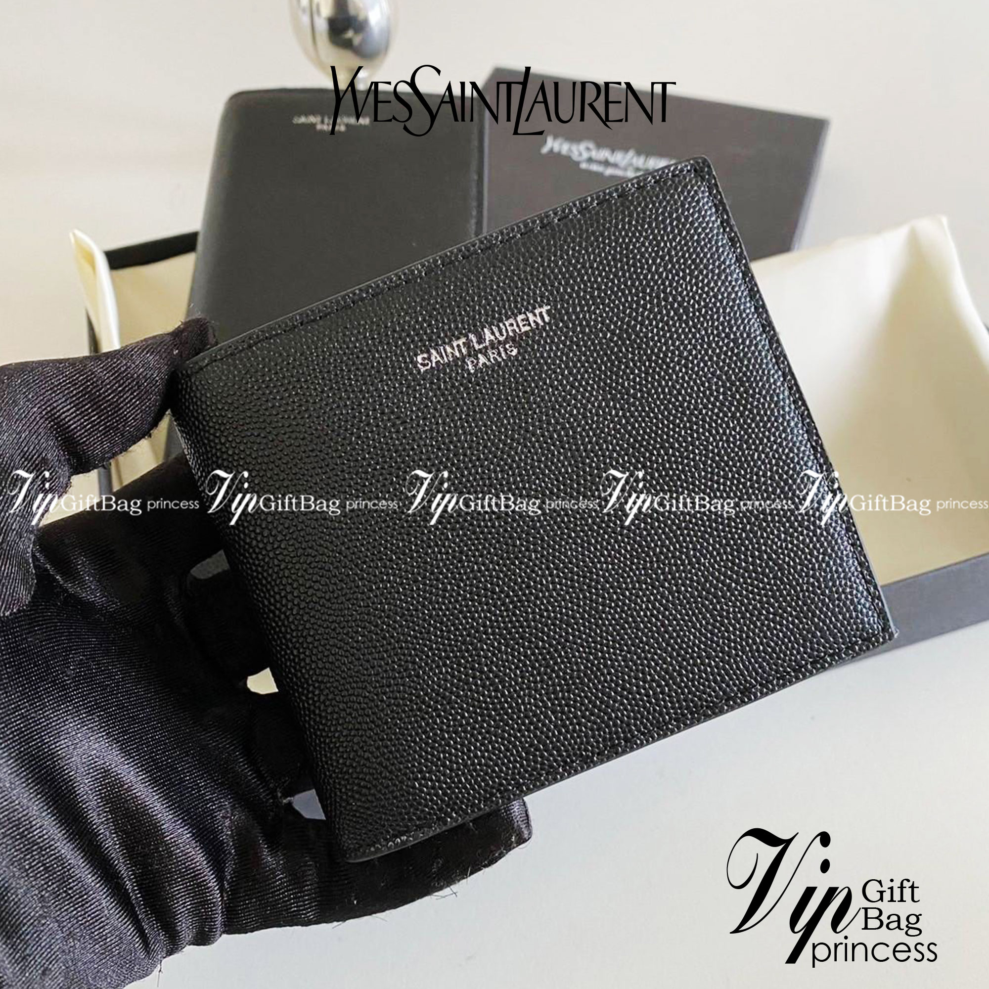 หนังแท้ Yves Saint Laurent YSL Wallet / YSL Long Wallet กระเป๋าสตางค์ผู้ชายใบสั้น/ยาว ใช้งานง่าย เรียบแต่หรู หนังอัดลายคาเวียร์มีช่องใส่การ์ดได้เยอะ งานหนังแท้ทั้งใบ ภาพสินค้าถ่ายจากงานขายจริง ใช้งานต่างประเทศได้