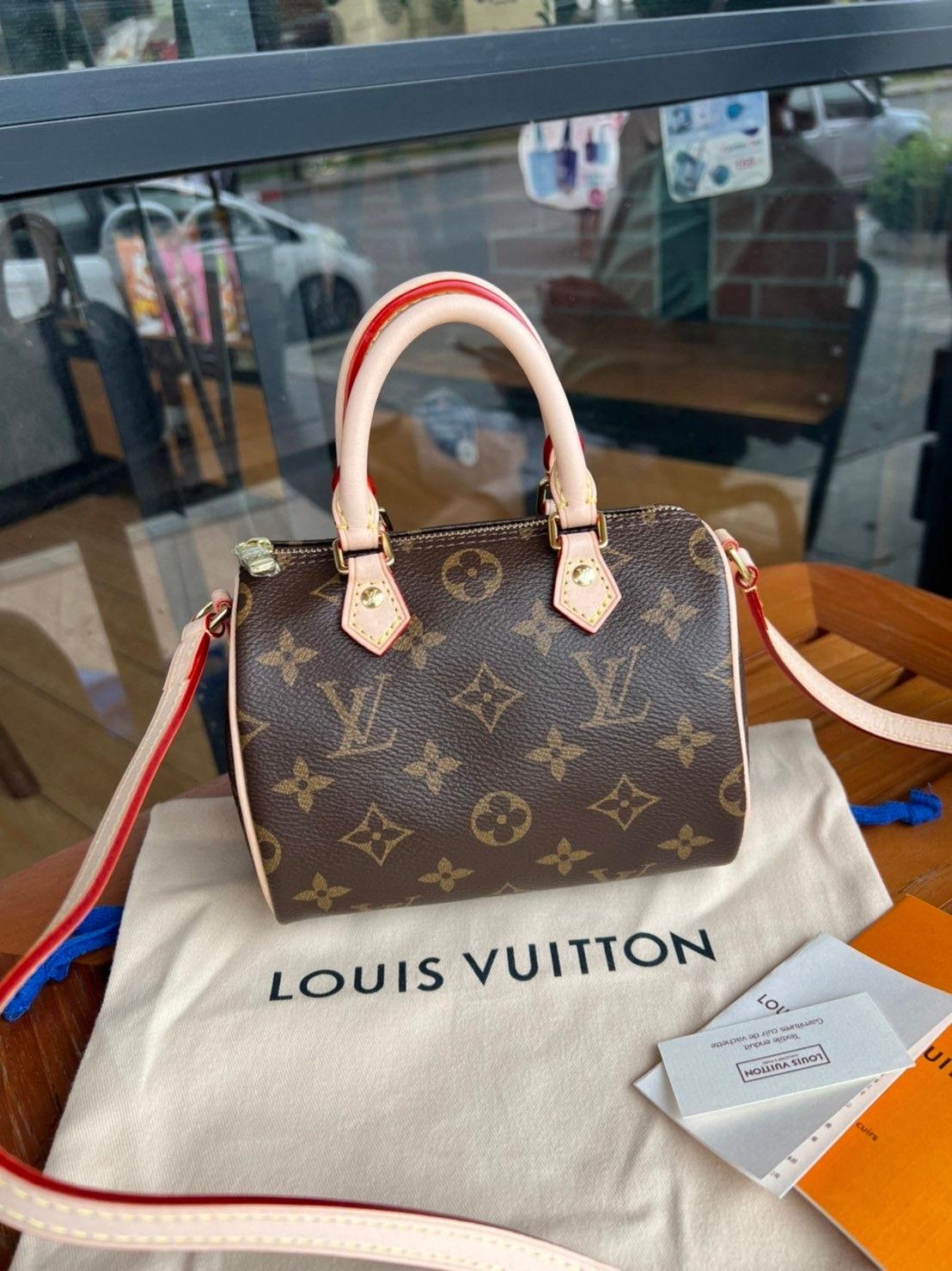 LV Nano Speedy Monogram / LV Bag เกรดออริพร้อมส่ง กระเป๋าสะพายข้างไซส์มินิ วัสดุหนังแคนวาส