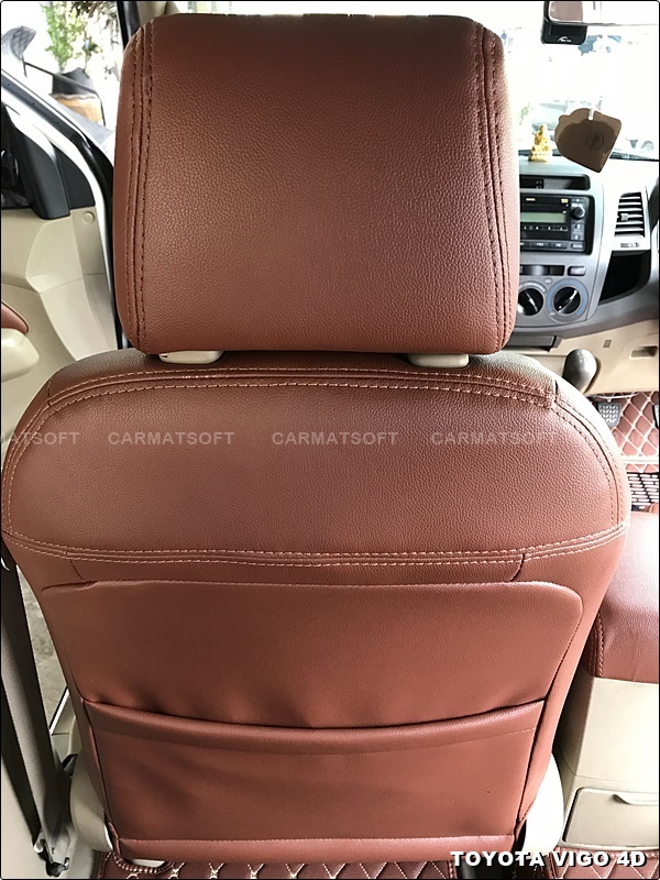 ชุดหุ้มเบาะรถยนต์ VIGO 4ประตู หนังPVC เกรดA หนา1มิล สีน้ำตาลเข้ม