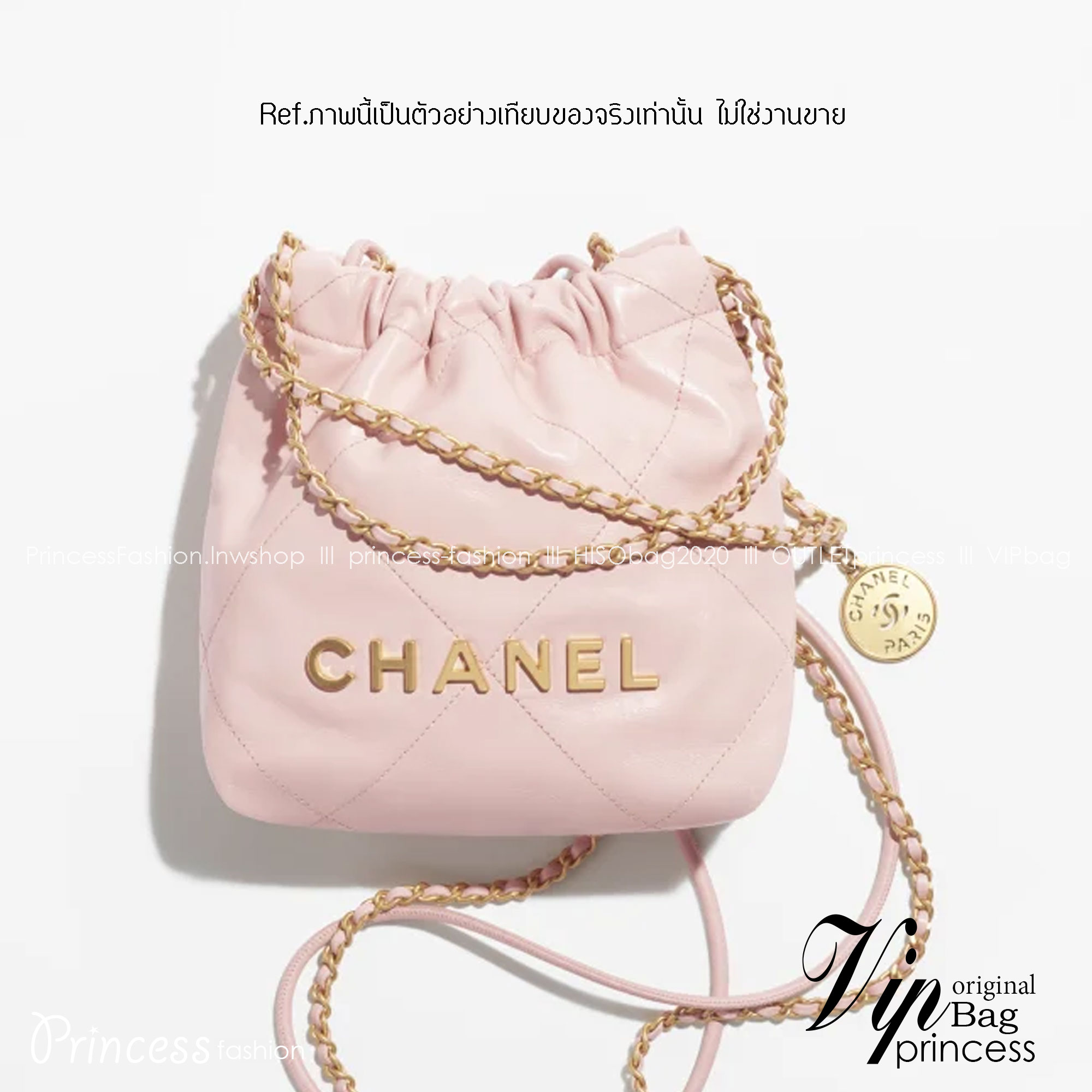 CHANEL 22 MINI HANDBAG Shiny Calfskin & Gold-Tone Metal พร้อมส่ง เกรดออริจินอล สลับของแท้ ใช้งานต่างประเทศได้ ภาพถ่ายจากงานขายจริง