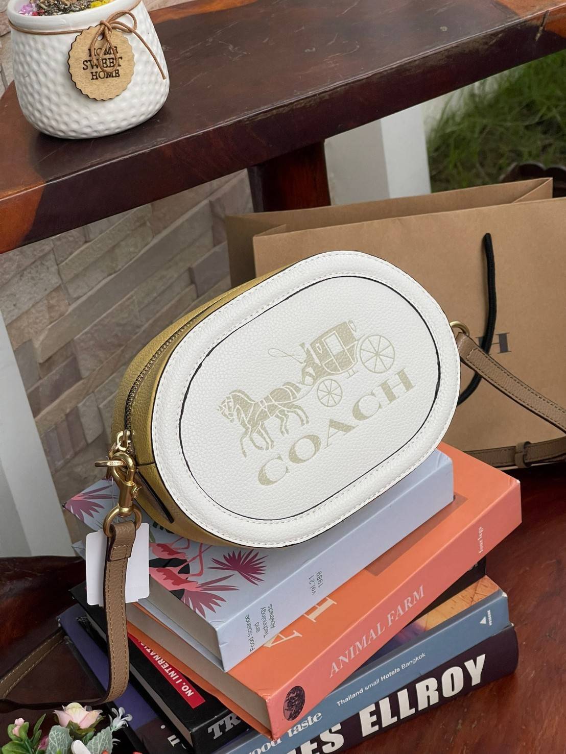 COACH CAMERA BAG IN COLORBLOCK WITH HORSE AND CARRIAGE (COACH C4164) กระเป๋าที่ดีไซน์ออกมาในทรงสะพายไหล่และทรง Camera คาดว่าเป็นรุ่นที่สาว ๆ เห็นแล้วจะต้องสะดุดตาเป็นพิเศษกับดีไซน์อันโดดเด่นที่ดูมีสไตล์ ไม่ว่าจะเป็นในวันสบาย ๆ หรือวันพิเศษก็สามารถนำไปมิกซ