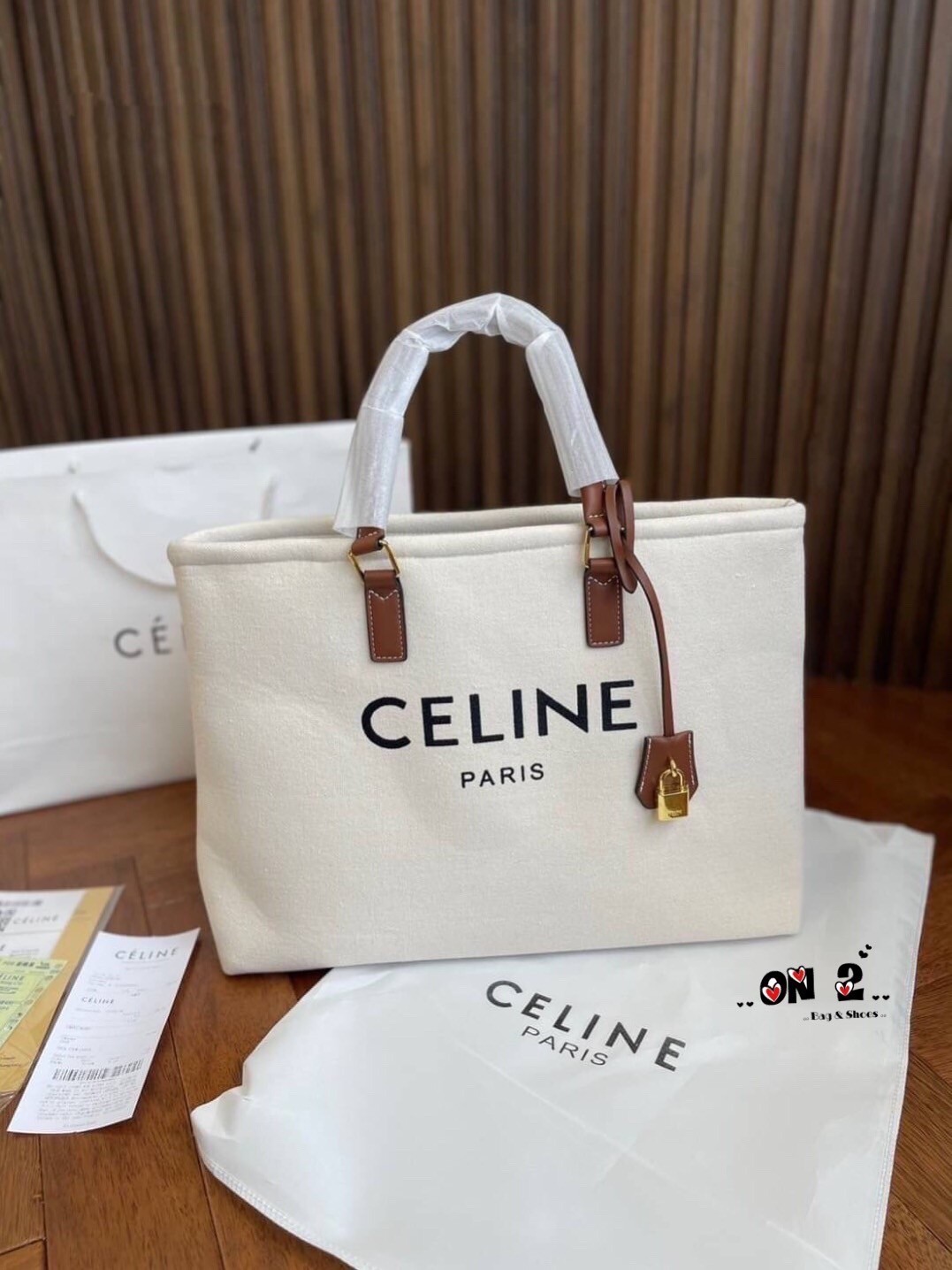 CELINE TOTE BAG / Celine Horizontal Cabas in Canvas with Celine print and calfskin 16" ไอเท็มสุดคิ้วท์ งานผ้าแคนวาสทรงชอปปิ้ง ตะเข็บสวย ปั๊มอะไหล่ ดีไซน์ทรง Shopping