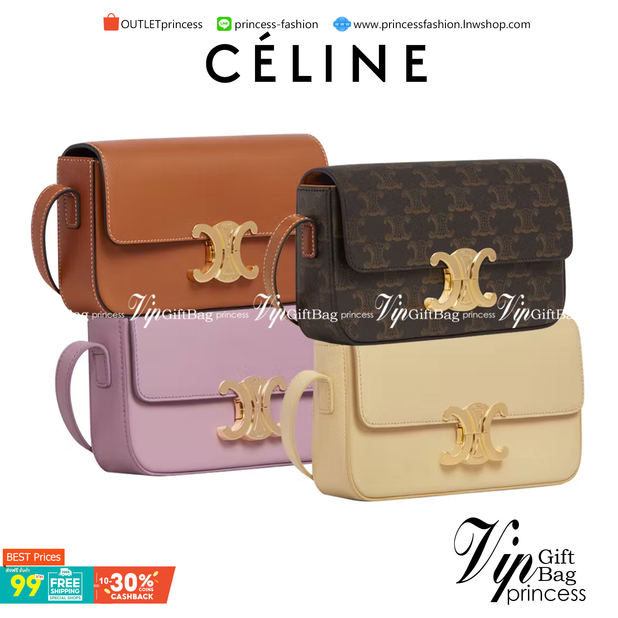 VIP 】CELINE TRIOMPHE SHOULDER BAG IN TRIOMPHE อีกหนึ่งผลงานการออกแบบของ Hedi Slimane ที่ได้ดึงเอาเอกลักษณ์ต่าง ๆ ของ CELINE ออกมาและทำการตีความหมายใหม่จนได้กระเป๋าเรียบหรูและดูทันสมัย ให้คุณเลือกสะพายในชีวิตประจำวันเข้ากับการแต่งตัวสบาย ๆ หรือจะสะพายออกงา