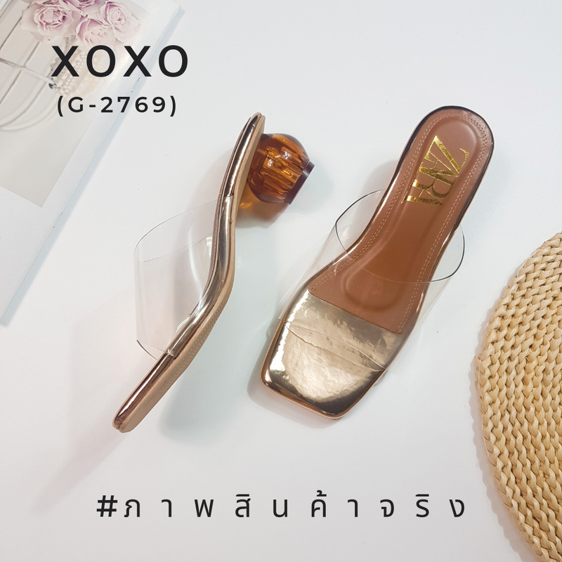 ZARA รองเท้า คัชชูงานสวม คาดพลาสติกใสอย่างดีเนื้อนุ่ม พื้นวัสดุหนัง PU ส้นแก้วสีใส งารจริงสวยมากคะ แมทส์ชุดง่าย น้ำหนักเบา