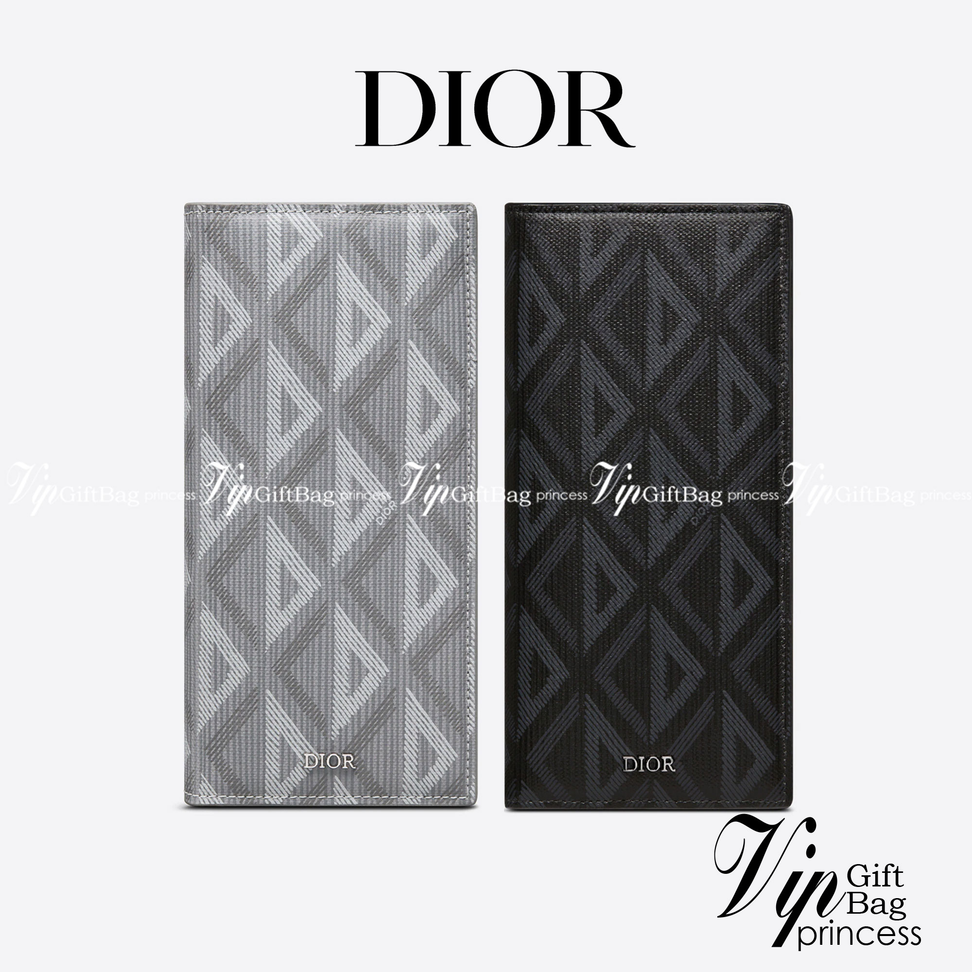 DIOR Vertical Long Wallet Dior CD Diamond Canvas กระเป๋าสตางค์ใบยาว พร้อมส่งที่ไทย ภาพสินค้าถ่ายจากงานขายจริง ใช้งานต่างประเทศได้