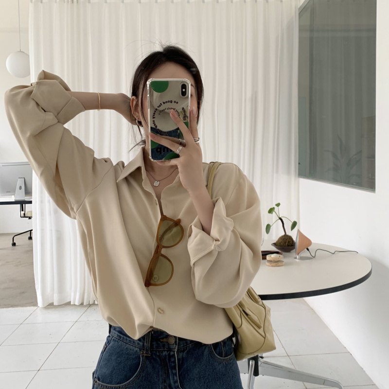 พร้อมส่ง 🧃⛱ Skin shirt เชิ้ตสีเอิร์ทโทนลุค (IN35761)