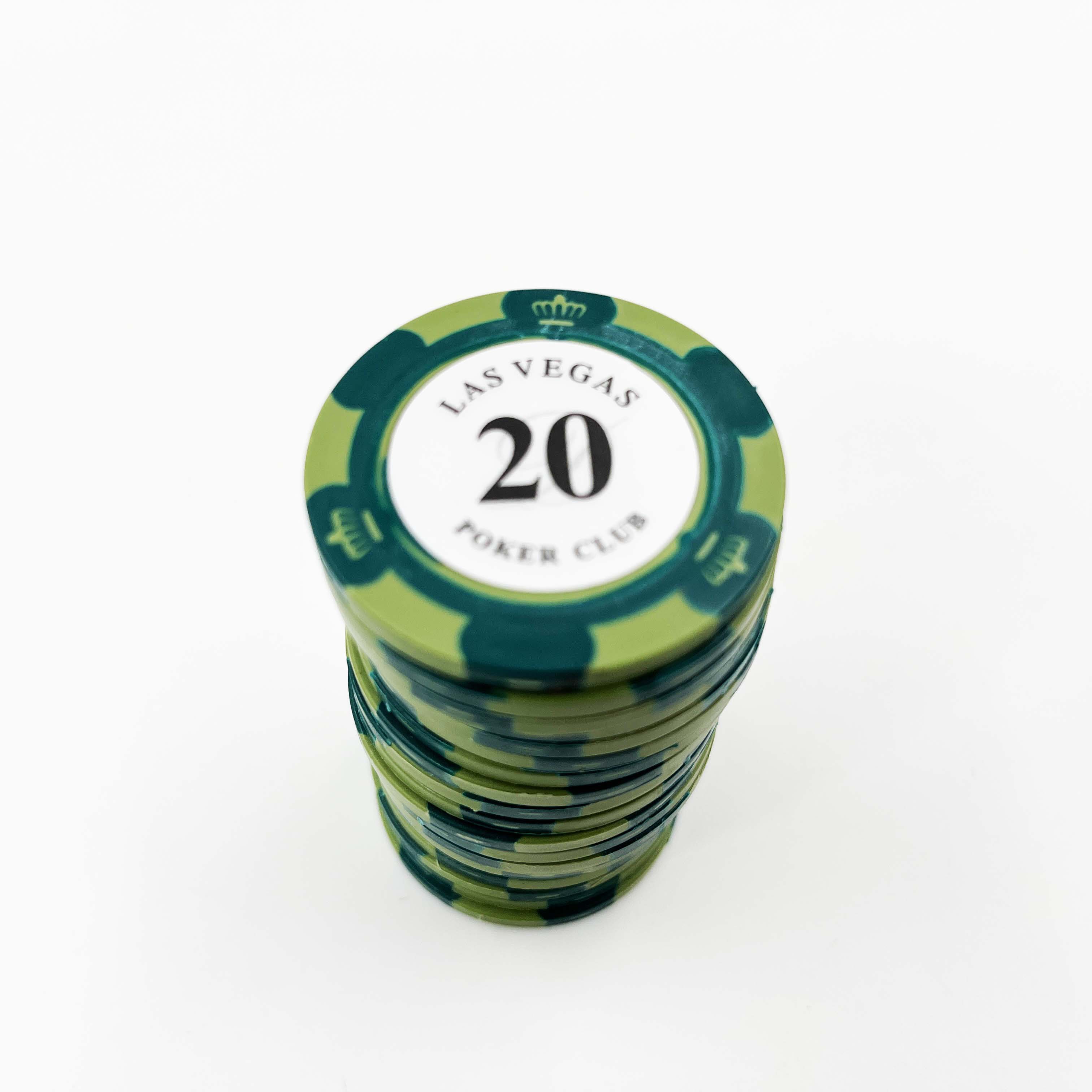 ชิปโป๊กเกอร์เกรดพรีเมี่ยมซื้อแบบแยกเหรียญ น้ำหนักขนาดมาตรฐานลาย Lasvegas (แบรนด์ Poker Club)