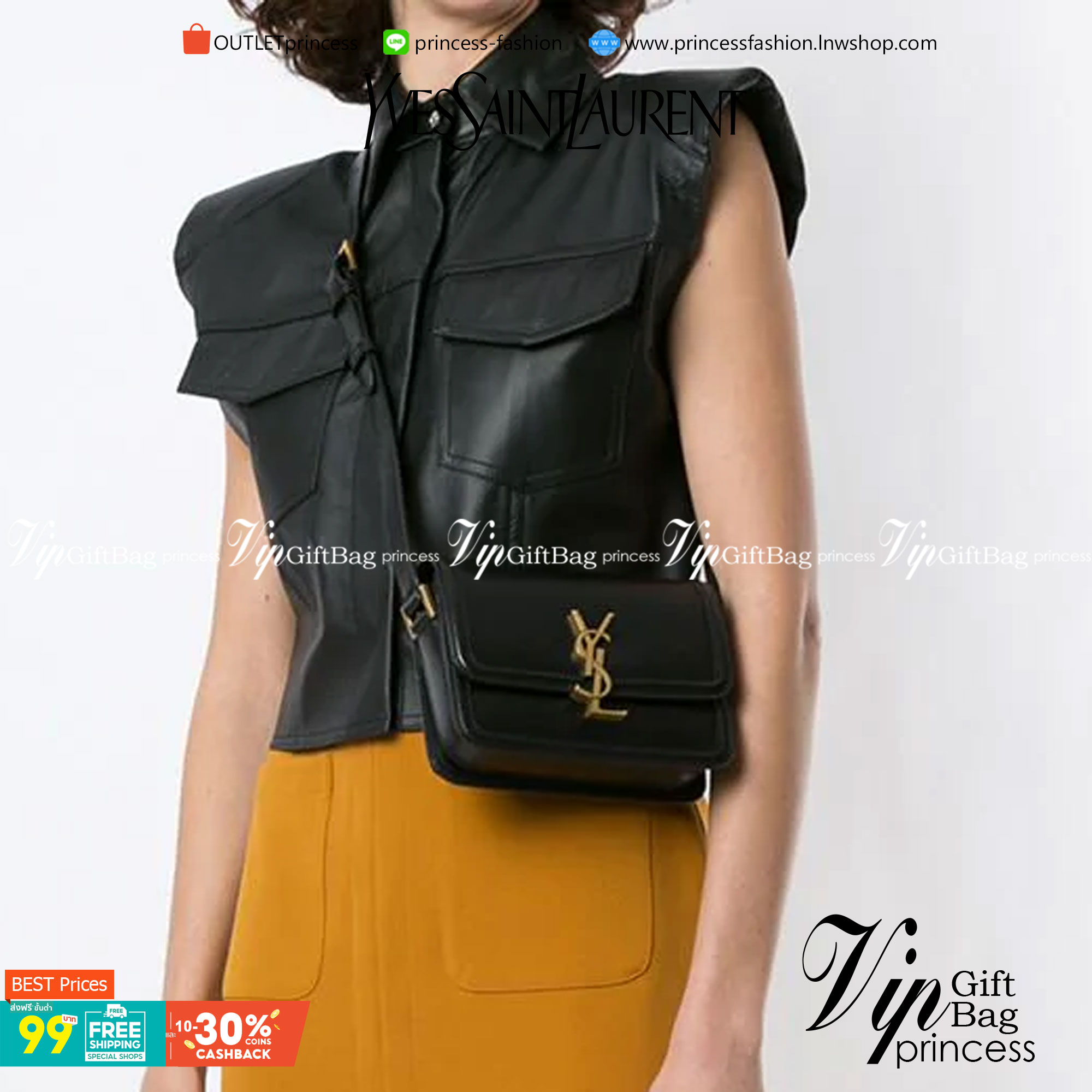 VIP GIFT 】หนังแท้ YSL SAINT LAURENT Saint Laurent small Solferino satchel crossbody bag