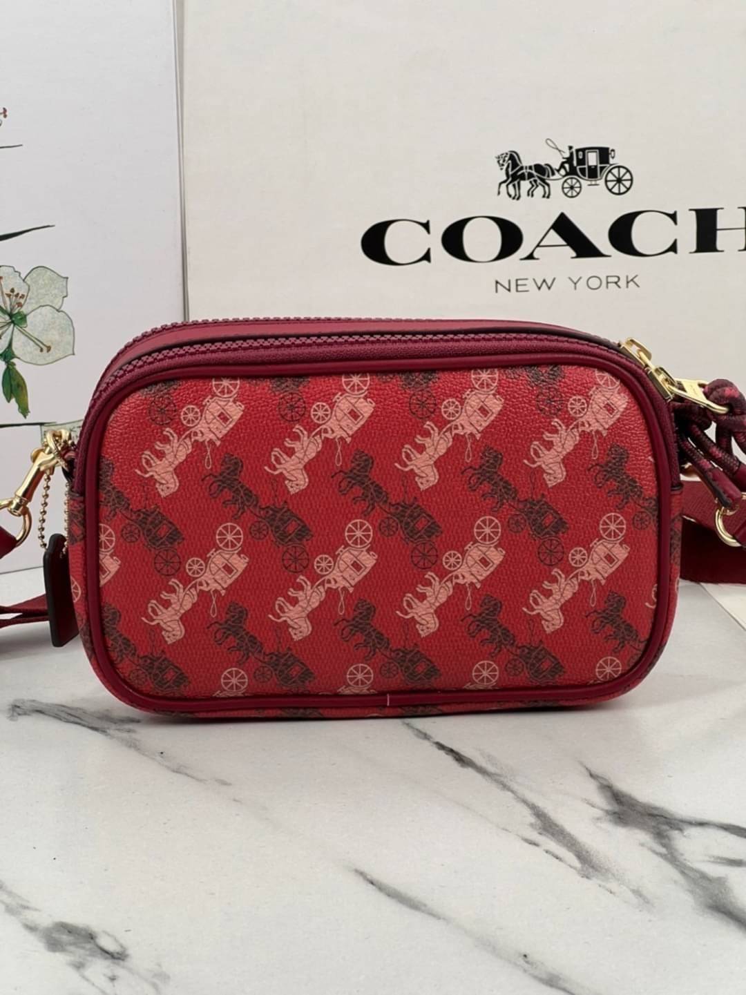 COACH CROSSBODY POUCH WITH HORSE AND CARRIAGE PRINT (F84639) พร้อมส่งที่ไทย