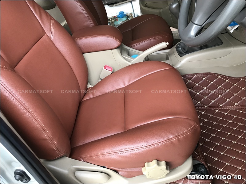 ชุดหุ้มเบาะรถยนต์ VIGO 4ประตู หนังPVC เกรดA หนา1มิล สีน้ำตาลเข้ม