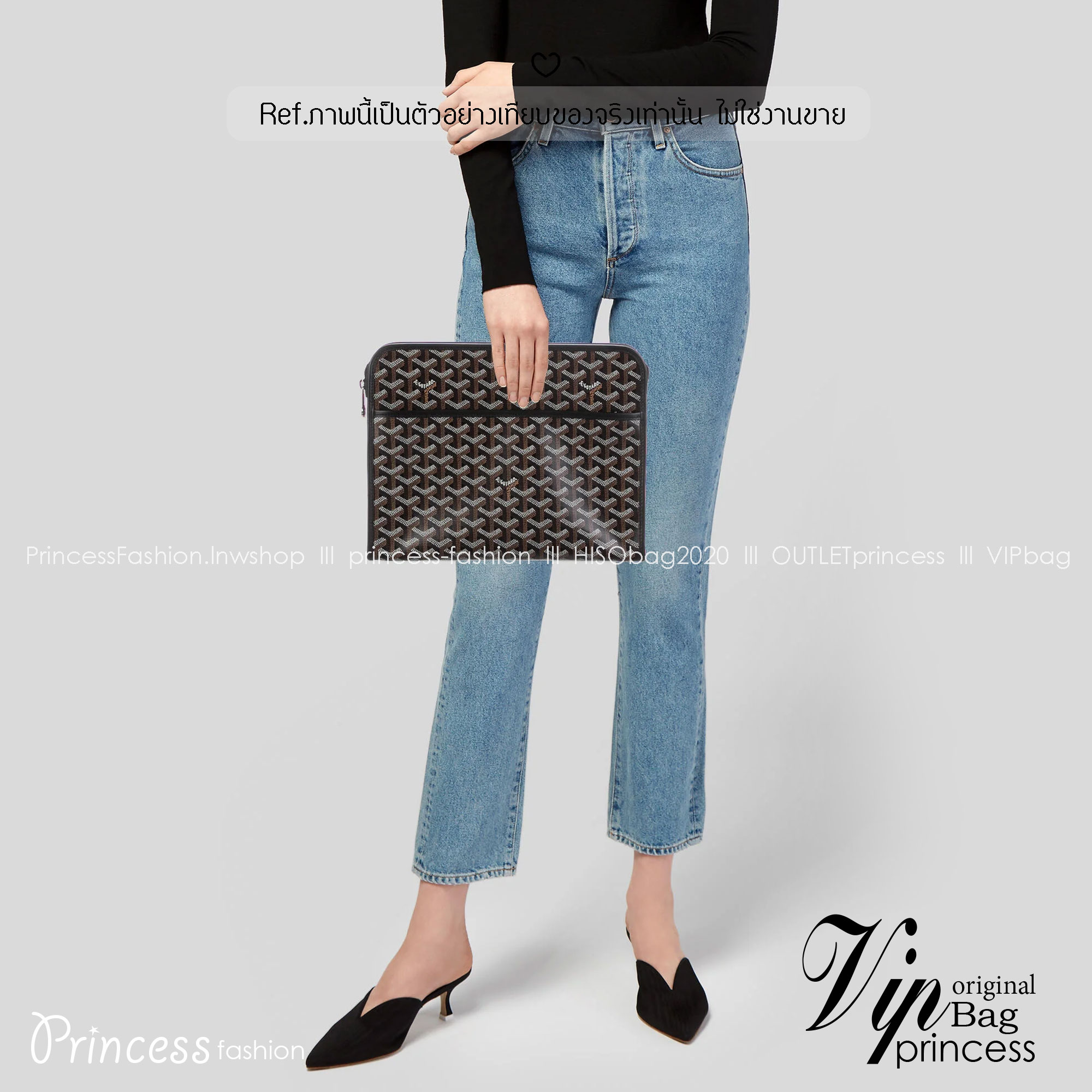 ORI หนังแท้ | Goyard Jouvence MM Toiletry Bag / Goyard Clutch bag กระเป๋าทรงคลัชกะทัดรัด เหมาะสำหรับการเก็บของในแนวตั้งและป้องกันการหกหรือรั่วไหล แคนวาสทำความสะอาดง่าย