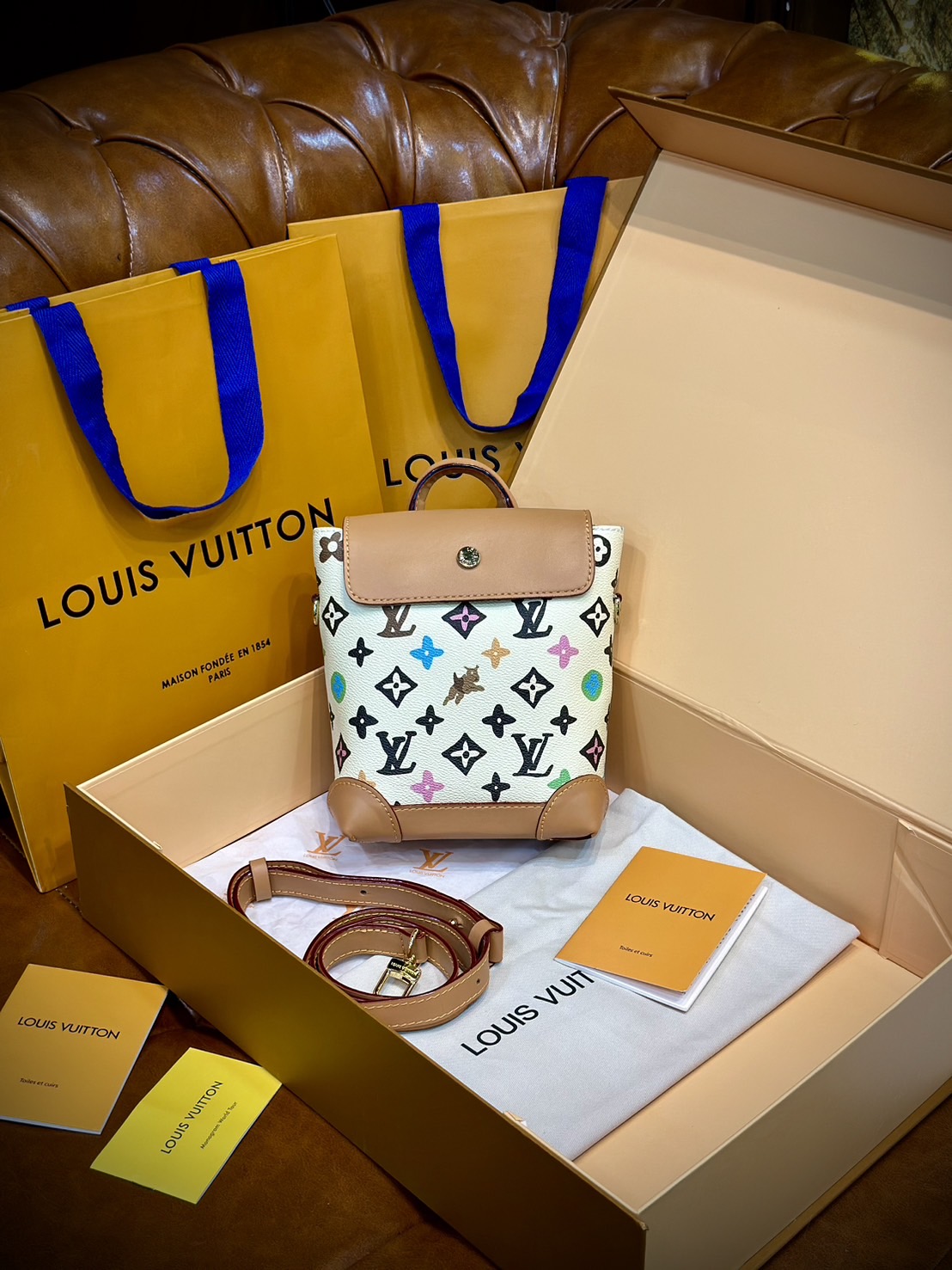 LV Nano Steamer Bag Monogram Craggy กระเป๋าสะพายดีไซส์วินเทจลายใหม่ สวยงามหรูหรา โดดเด่นสะดุดตาเป็นเอกลักษณ์ เกรดออริ