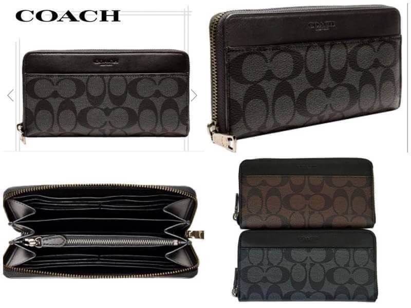 Coach long wallet Best seller! กระเป๋าสตางค์ใบยาว วัสดุหนัง ลาย signatureเปิดปิดด้วยซิปแบรนด์ ภายใน มีช่องใส่บัตร ธนบัตร และช่องซิปใส่เหรียญค่ะ