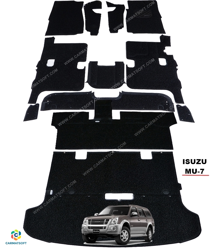 พรมดักฝุ่นไวนิลรีดขอบ ISUZU MU-7 พรมดักฝุ่นในรถ สีดำ เกรดA เต็มคัน เข้ารูป100%