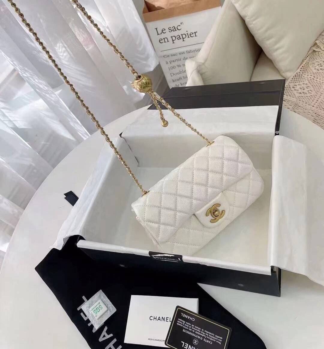 CHANEL MINI FLAP BAG CAVIAR Leather GOLD tone hardware พร้อมส่ง 5 สี