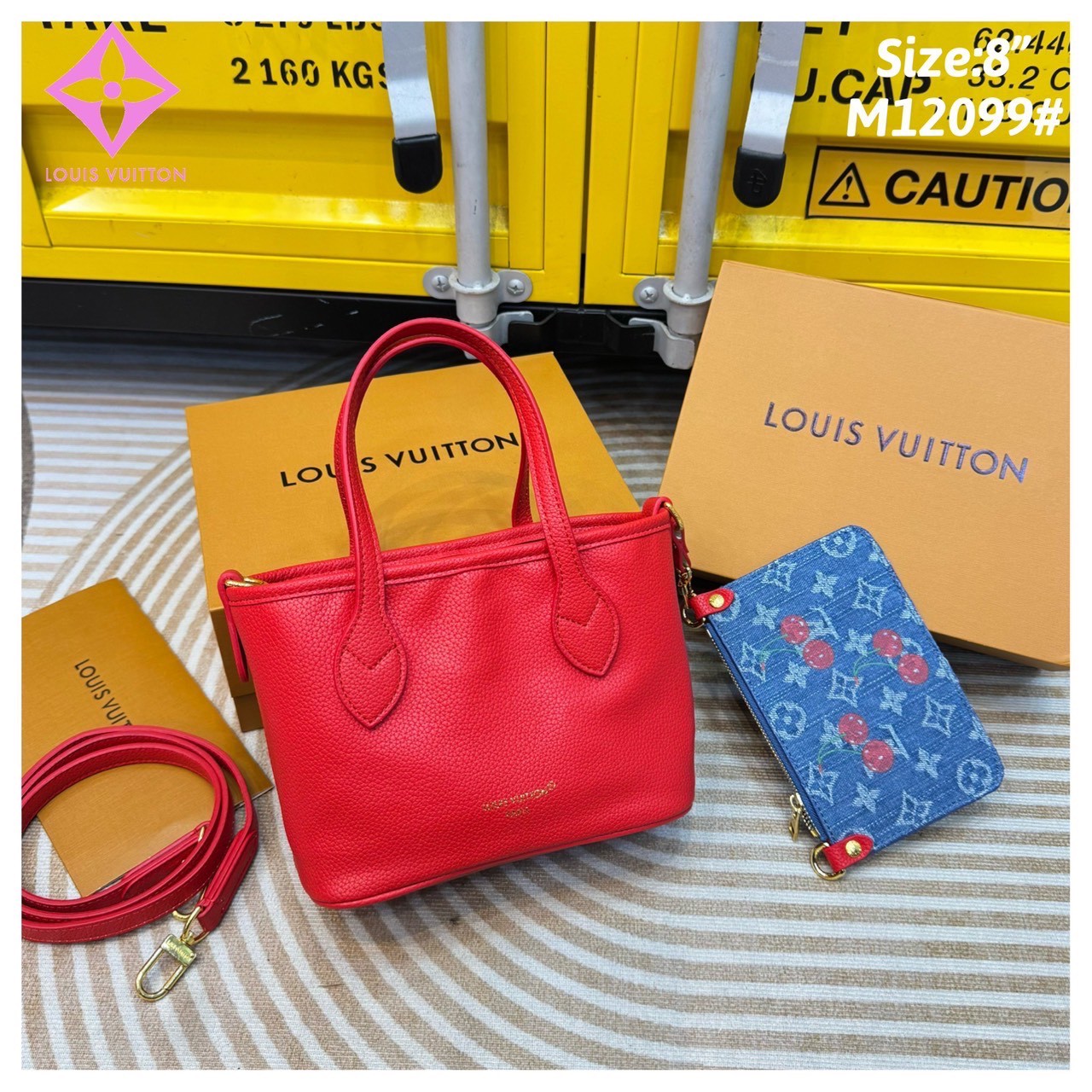 LV x TM - Neverfull Inside Out BB Bag Monogram cherry กระเป๋าสะพายทรงโท้ทใบเล็กน่ารัก กลับใช้งานได้ 2 ด้าน ดีไซน์ใหม่ล่าสุดก่อนใคร