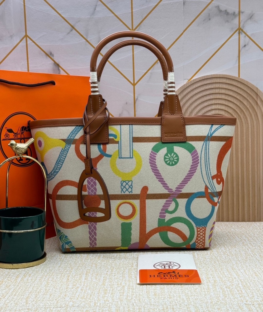 HERMES Steeple Tote Bag / H Steeple canvas tote bag 30cm กระเป๋าทรงโท้ทแคนวาสอย่างดี พิมพ์ลายคมชัด ลายใหม่สวยหรู เกรดออริ สลับแท้