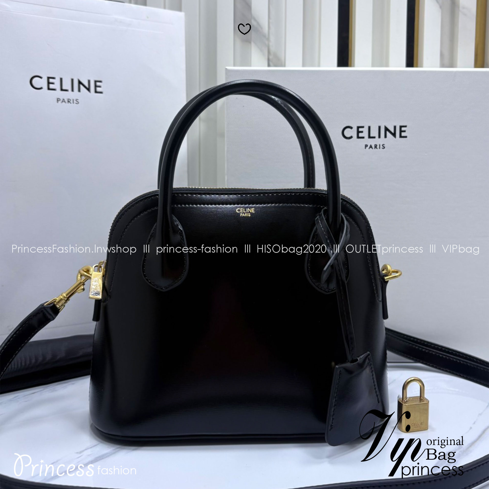 ORI หนังแท้ | CELINE TEEN HONORINE BAG IN Triomphe Canvas and Leather กระเป๋าสะพายทรงอัลม่าโท้ท พร้อมหูจับในตัว สวยเรียบหรู