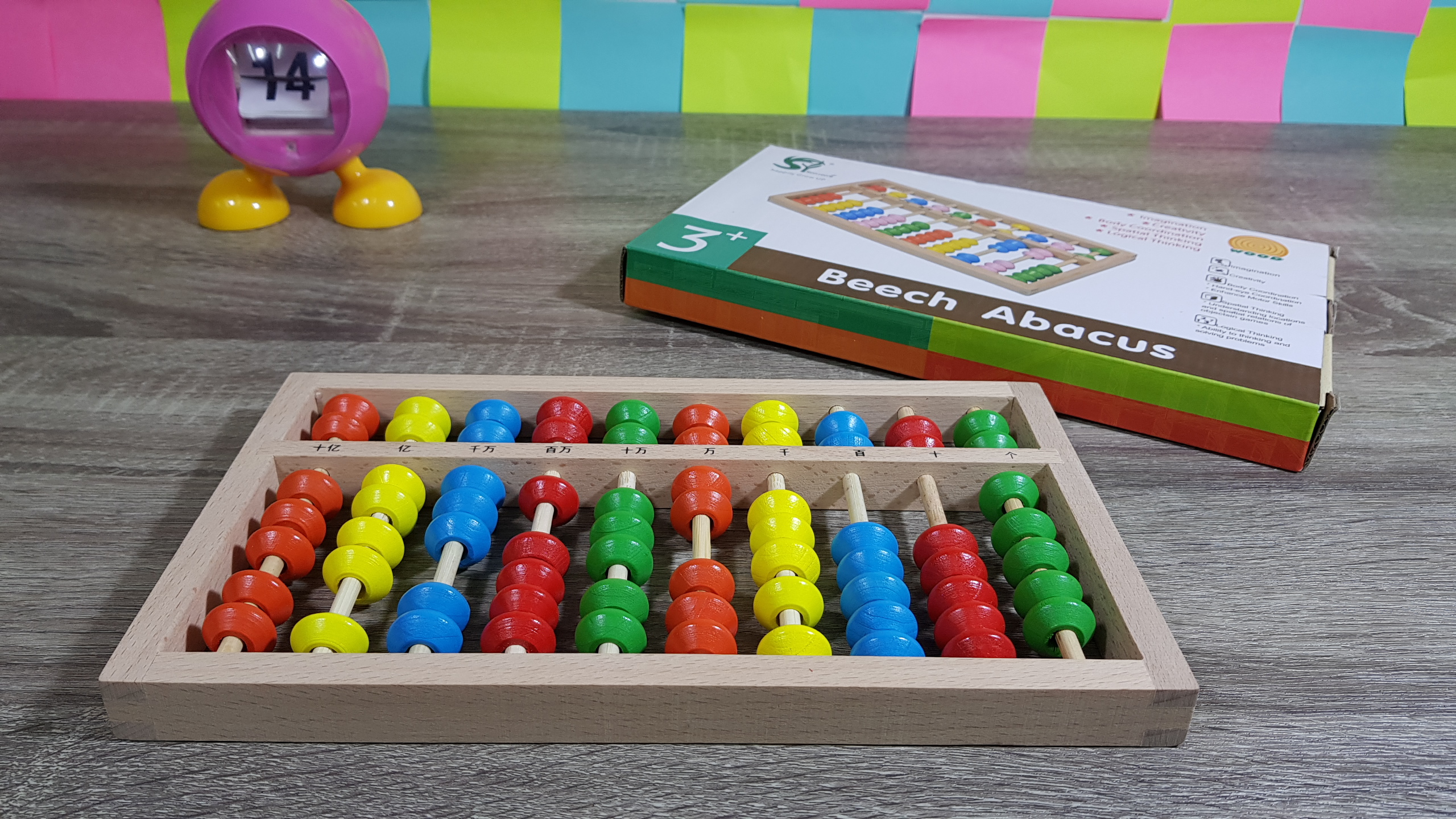 ลูกคิดไม้10หลักสำหรับเด็ก5สี Beech Abacus