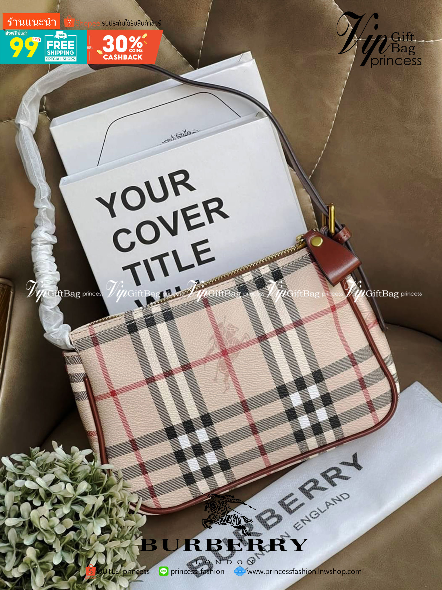 VIP 】Burberry Nova Check Small Shoulder Bag กระเป๋าสะพายไหล่ Vintage Check ที่ถือว่าเป็นสัญลักษณ์อันเก่าแก่ของแบรนด์ ภายในเป็นช่องโล่งกว้าง และมีคุณสมบัติการใช้งานที่ครบครัน อีกทั้งยังเปิด-ปิดง่ายด้วยซิปเดียว มีอะไหล่โลหะสีทองที่ช่วยให้กระเป๋าดูหรูหรามากย