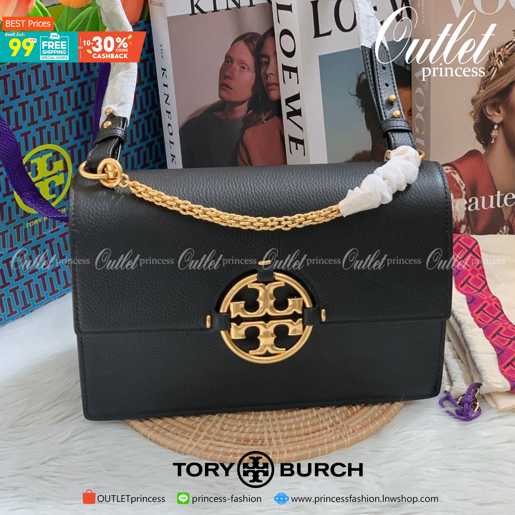 สวยจริงไม่จกตาจ้าา😘 TORY BURCH MILLER SHOULDER BAG BRAIDED STRAP LARGE ((81668)) พร้อมส่งที่ไทย! กระเป๋าหิ้วและสะพายไหล่ได้ในตัว หนังแท้ลายหนังสวยมากๆค่ะ ด้านหน้ามีอะไหล่โลโกแบรนด์ หรู สะพุดตาทีเดียว เปิดปิดกระเป๋าแบบฝาปิด ภายในมีช่องหลักใส่ของ2ช่