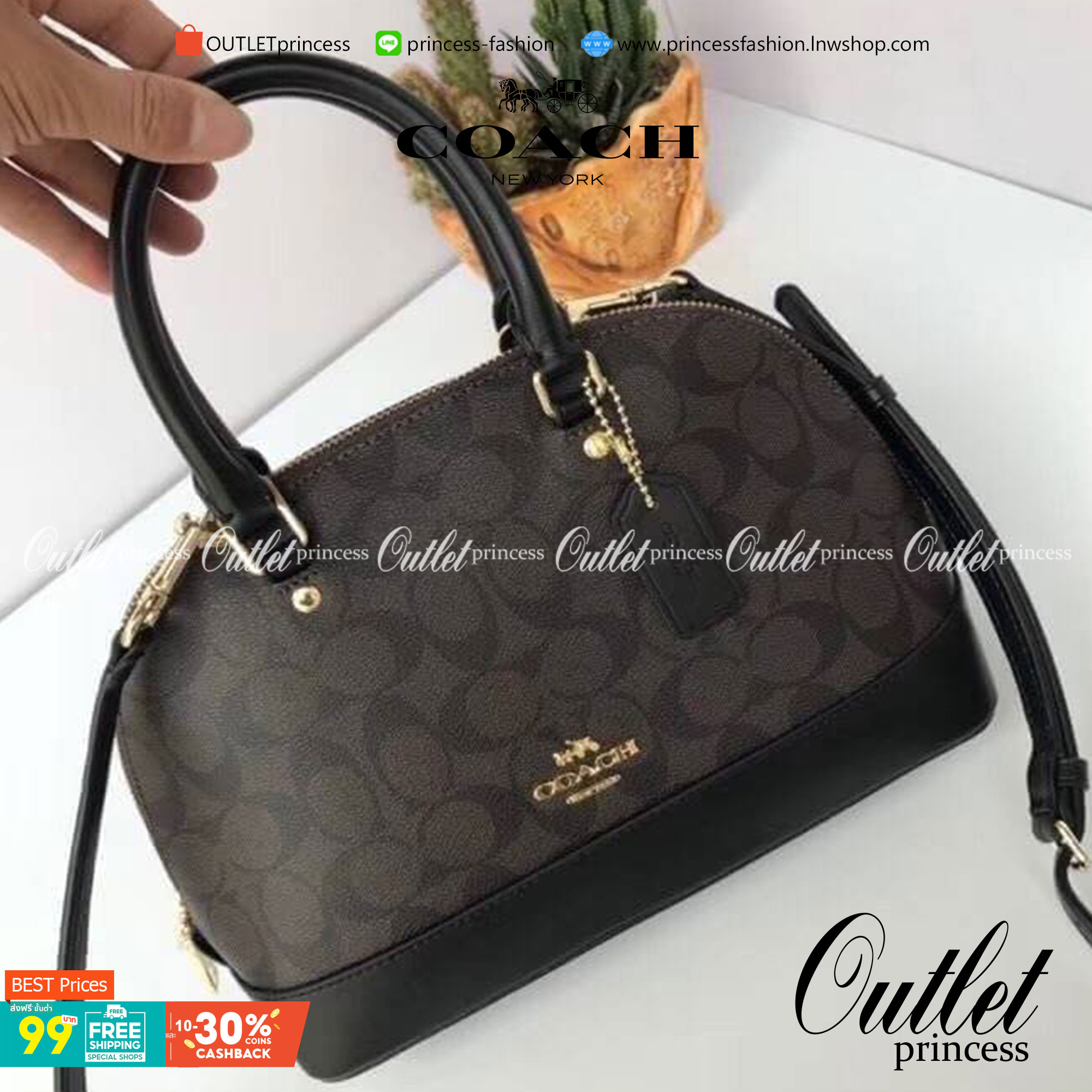 Coach Mini Sierra Signature กระเป๋าถือทรงโดม ภายในกว้างสามารถใส่กระเป๋าเงินเล็ก และมือถือได้ และยังมีช่องซิปเล็ก 1 ช่อง ด้านหลังมีกระเป๋าเล็กเก็บบัตร 1 ช่อง ใครยังไม่มีพลาดไม่ได้แล้วนะคะ