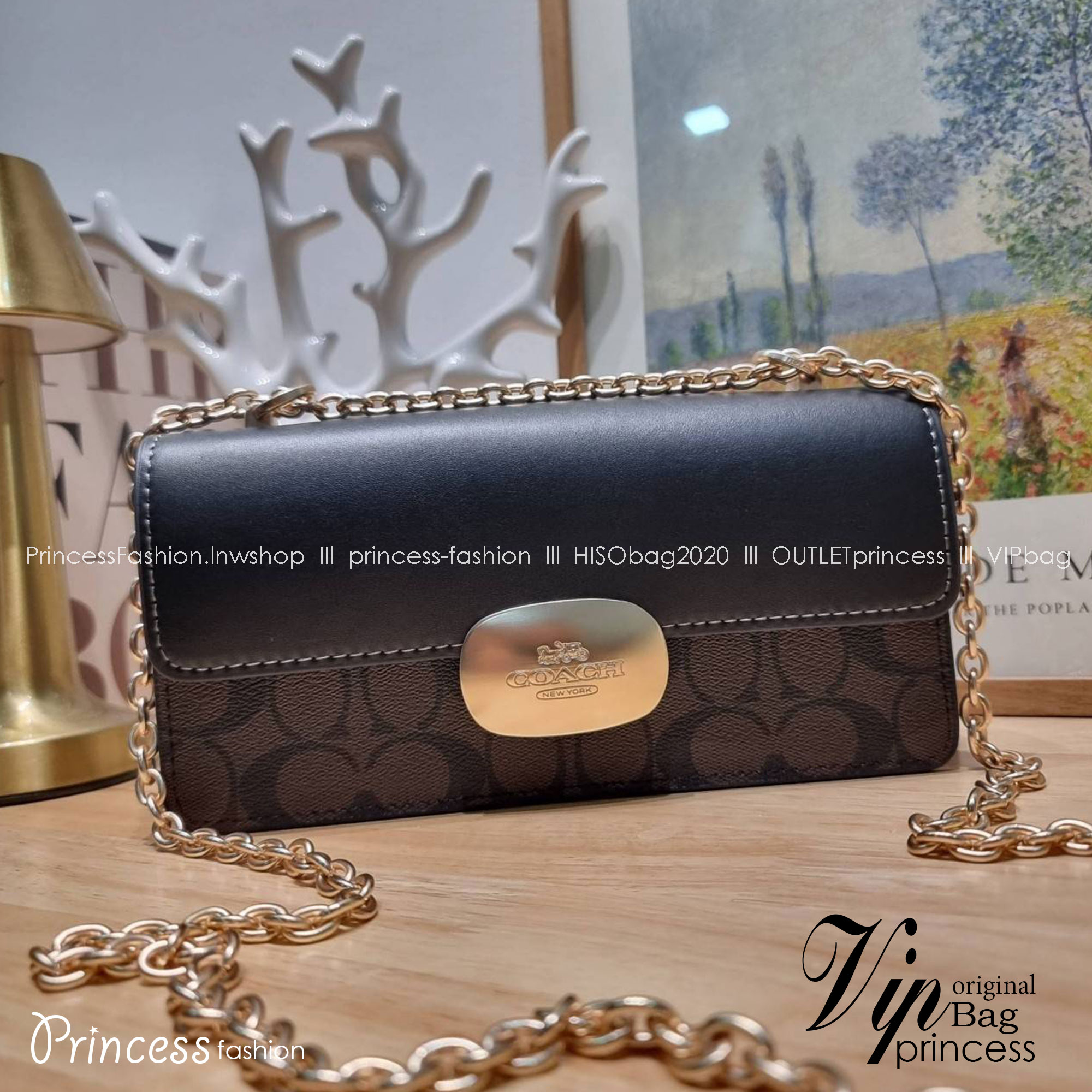 COACH CR528 ELIZA FLAP CROSSBODY IN SIGNATURE CANVAS กระเป๋าสะพายสุดหรู ดีไซน์โลโก้รุ่นใหม่สวยเด่น เกรดท็อปออริ เกรดดีสุด สลับแท้ 1:1