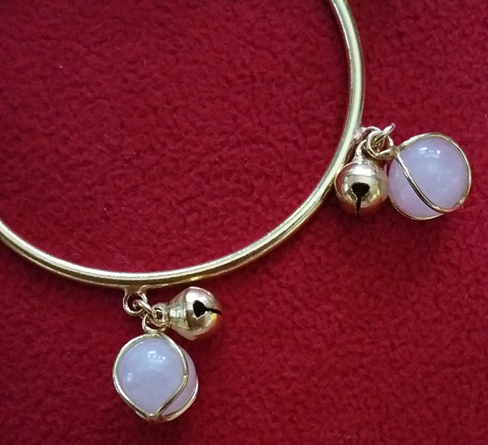 สินค้าหมดค่ะ กำไลข้อมือทองเหลืองหินโรสควอตซ์(ความรัก)ค่ะ