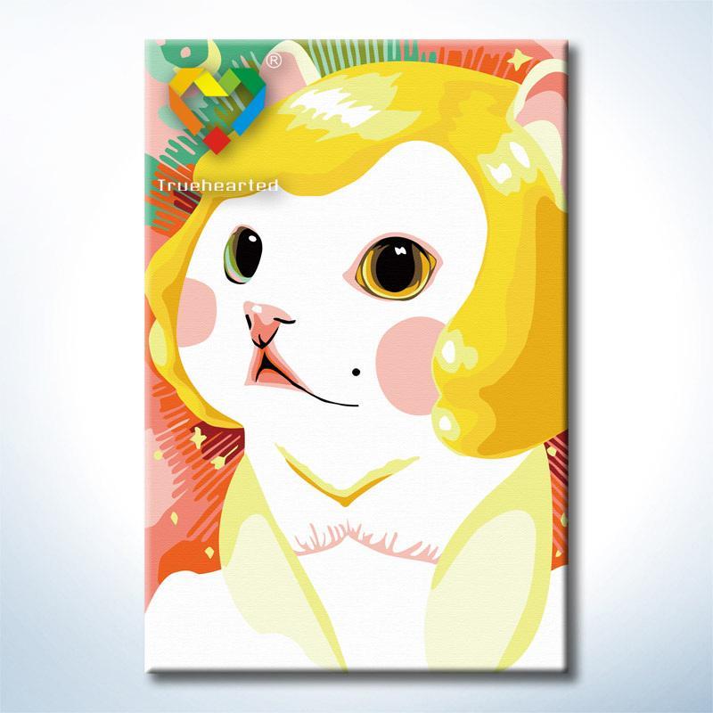 TC084 ภาพระบายสีตามตัวเลข "แมวน้อยผมทอง"