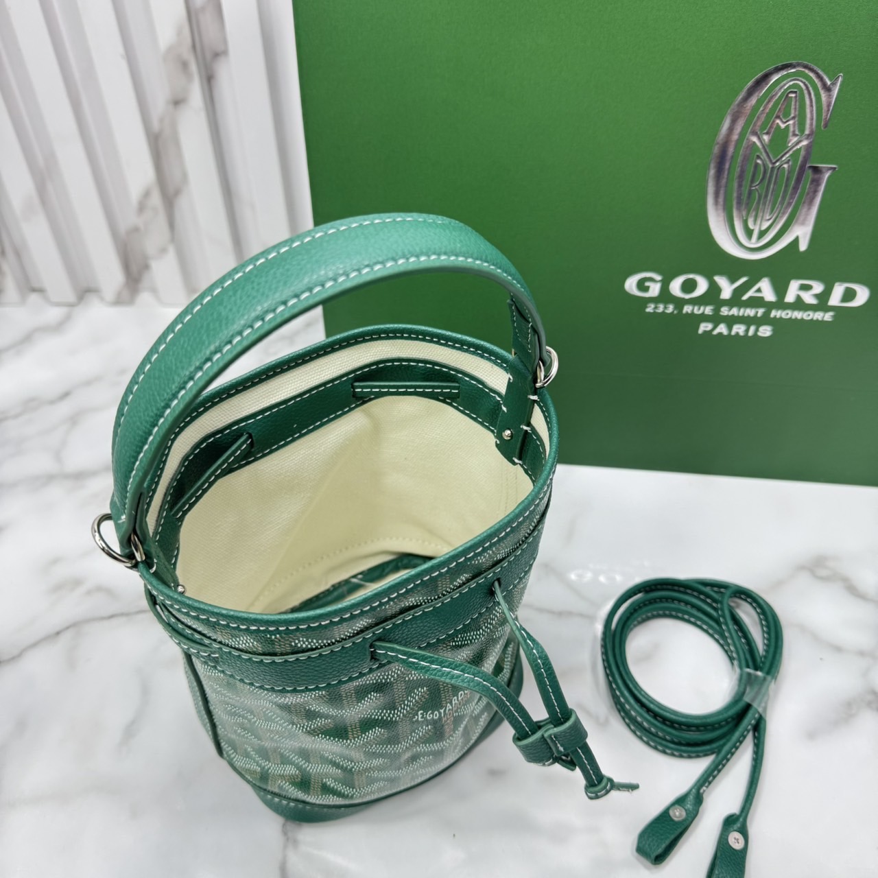 RI หนังแท้ | Goyard Petit Flot Mini bucket bag กระเป๋าสะพายทรงบัคเก็ต ไซส์มินิ ดูผู้ดีในตัว วัสดุหนังแคนวาสพิมพ์ลายสวยคม