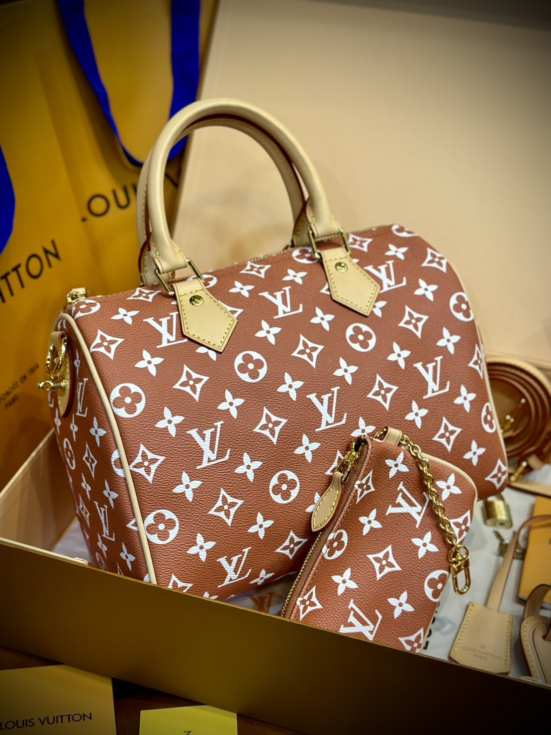 LV Speedy P9 Bandoulière 25 กระเป๋าสะพายสปีดี้รุ่นใหม่หรูหรา กระเป๋าทรงหมอนท็อปฮิตดีไซน์ใหม่ต้อนรับฤดูร้อน โดดเด่นด้วยการตกแต่งลายพิมพ์สดใส รูปทรงสวยตลอดกาล