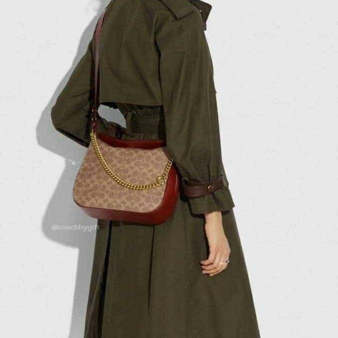 Coach Signature Chain Hobo In Signature Canvas พร้อมส่ง 4 สี