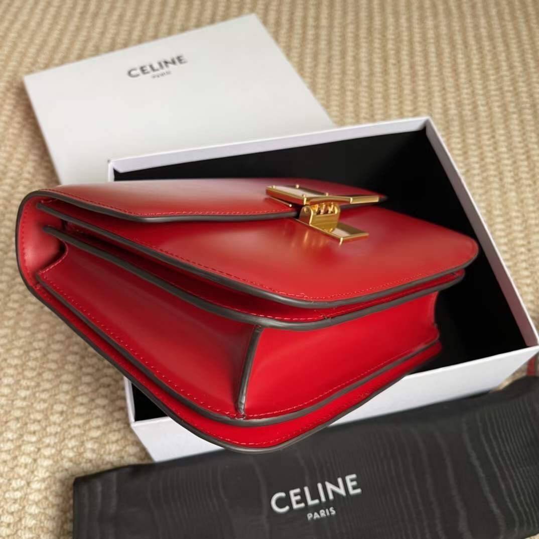 CELINE Medium Classic bag in box calfskin เกรดออริจินอล กระเป๋าสะพายแบรนด์เนมซีลีนหนังแท้ อะไหล่ทองหรู งานหนังเรียบ สวยหรู