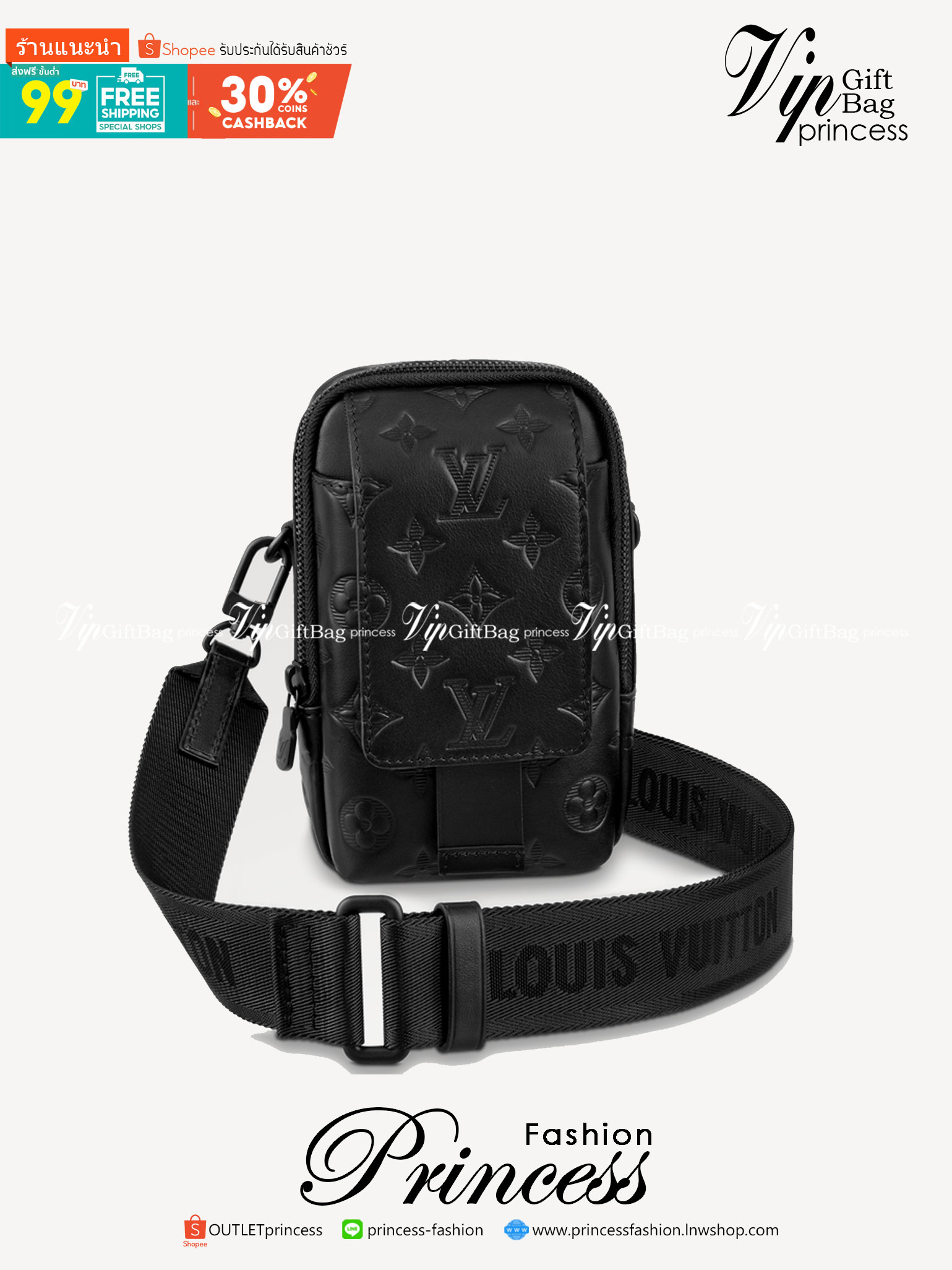 LV Double Phone Pouch NM / LV Phone bag Black Monogram Shadow Cowhide leather trim เกรดออริจินอล ใช้ได้ทั้งผู้หญิงผู้ชาย พร้อมส่งที่ไทย ภาพสินค้าถ่ายจากงานขายจริง ใช้งานต่างประเทศได้