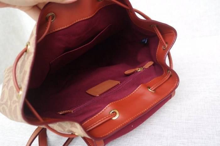 ของแท้ 💯% Coach Evie Backpack In Signature Canvas Signature coated canvas and refined calf leather