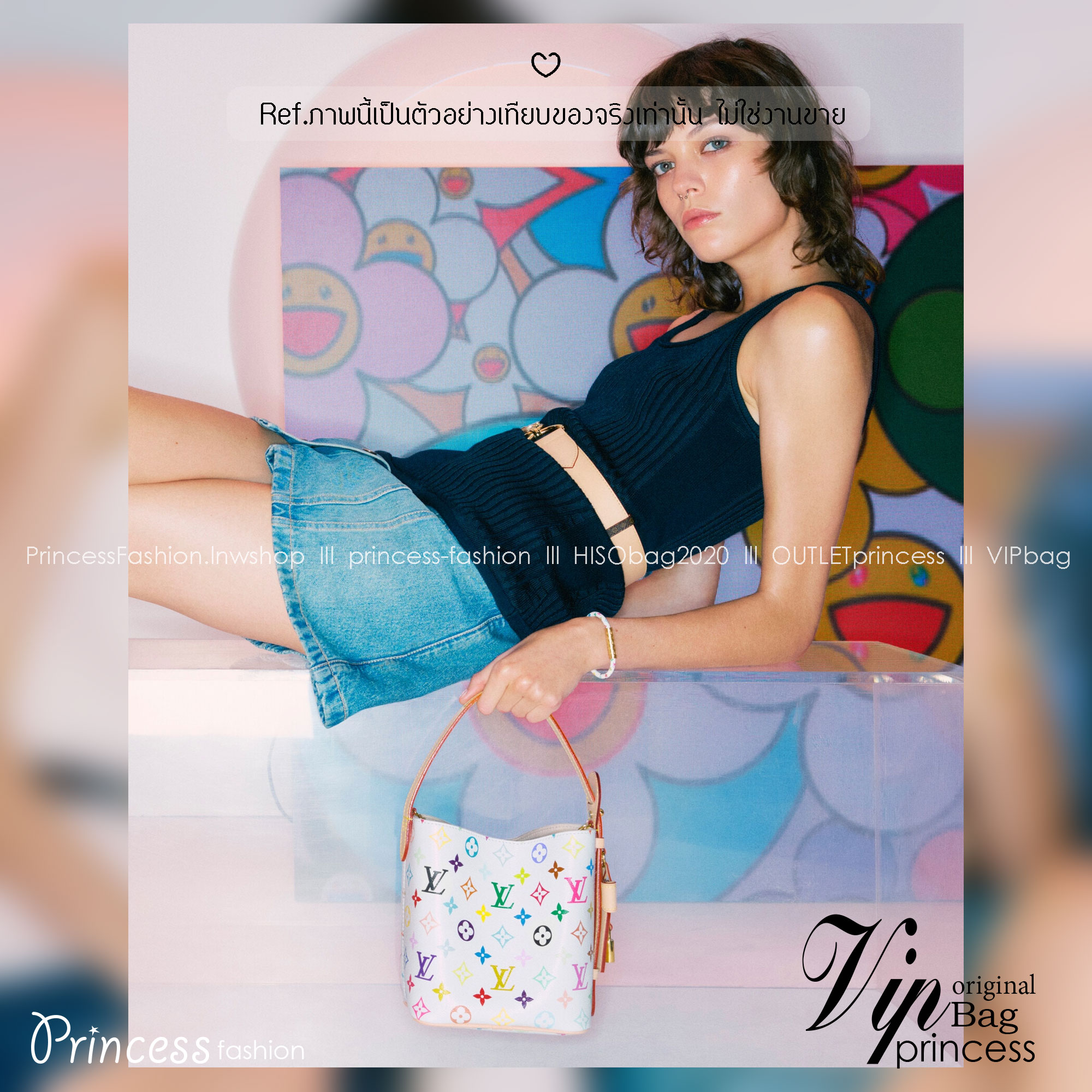 LV x TM All In BB Multicolor กระเป๋าทรงบัคเก็ตที่มาแรงมากๆตอนนี้ รุ่นลิมิเต็ดแต่งแต้มดีเทลเปี่ยมชีวิตชีวา แคนวาสโทนสีสดใสดีไซน์ใหม่จากพาเลตต์สีเอกลักษณ์