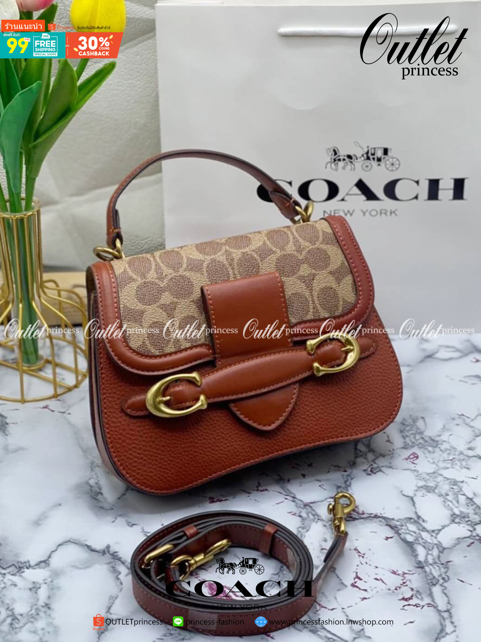 มาใหม่ กรุบกริบ สวย หรูมาก พร้อมส่งที่ไทย COACH SHOULDER BAG กระเป๋าสะพายครอสบอดี้ร์ มีหูถือได้ ใช้งานได้ 2 แบบเลยค่ะ วัสดุหนังแท้ชั้นดีที่สุด! หนังสวย บวกกับอะไหล่แบรนด์ที่ดูเด่นคลาสสิคตรงด้านหน้าค่ะ ใบจริงทั้งสวย ทั้งดูดี คลาสสิค มากๆด้วย แมทได้กับทุกชุ