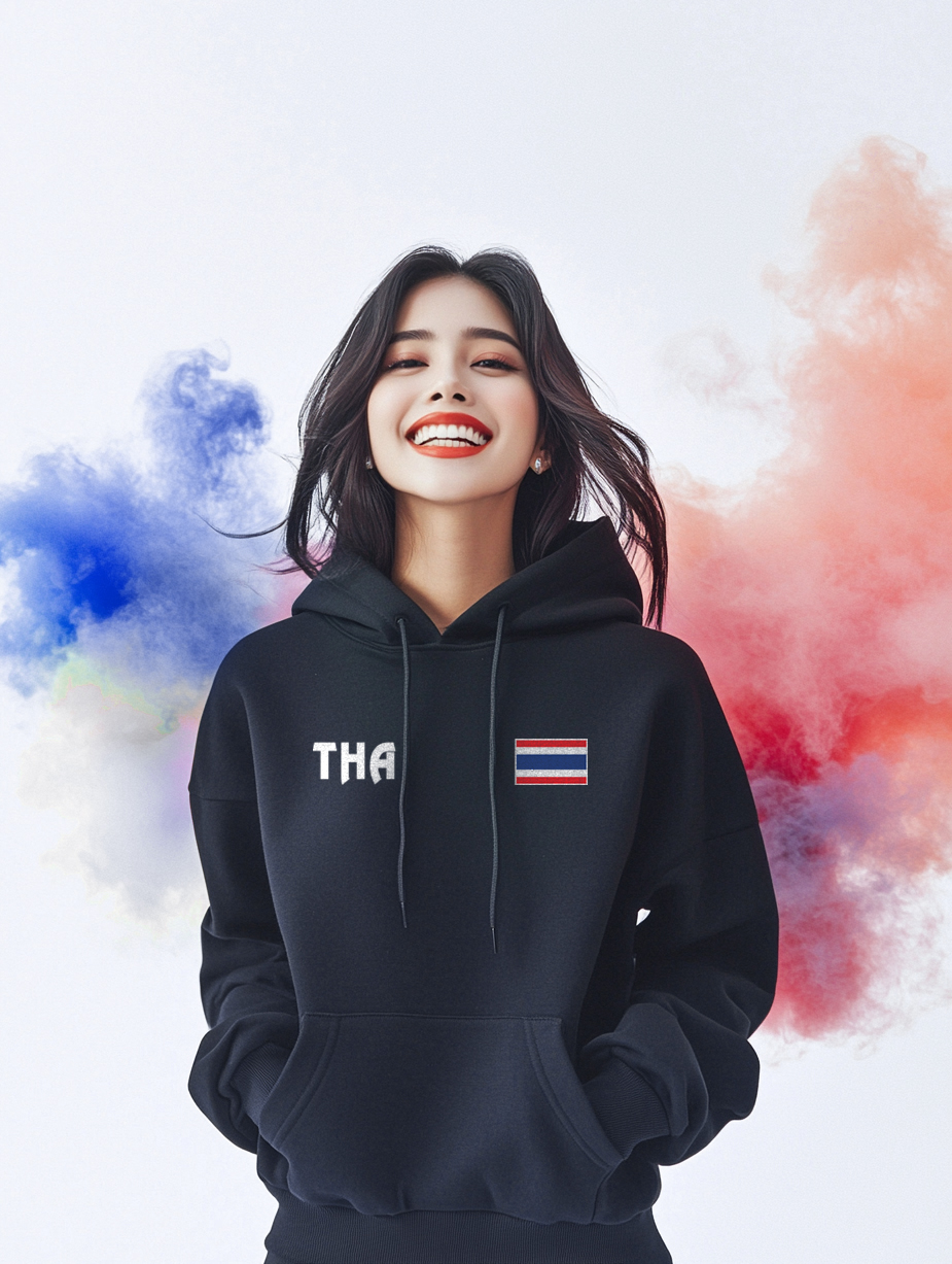 77designสกรีนเสื้อ Hoodie เสื้อฮูดดำ THAILAND